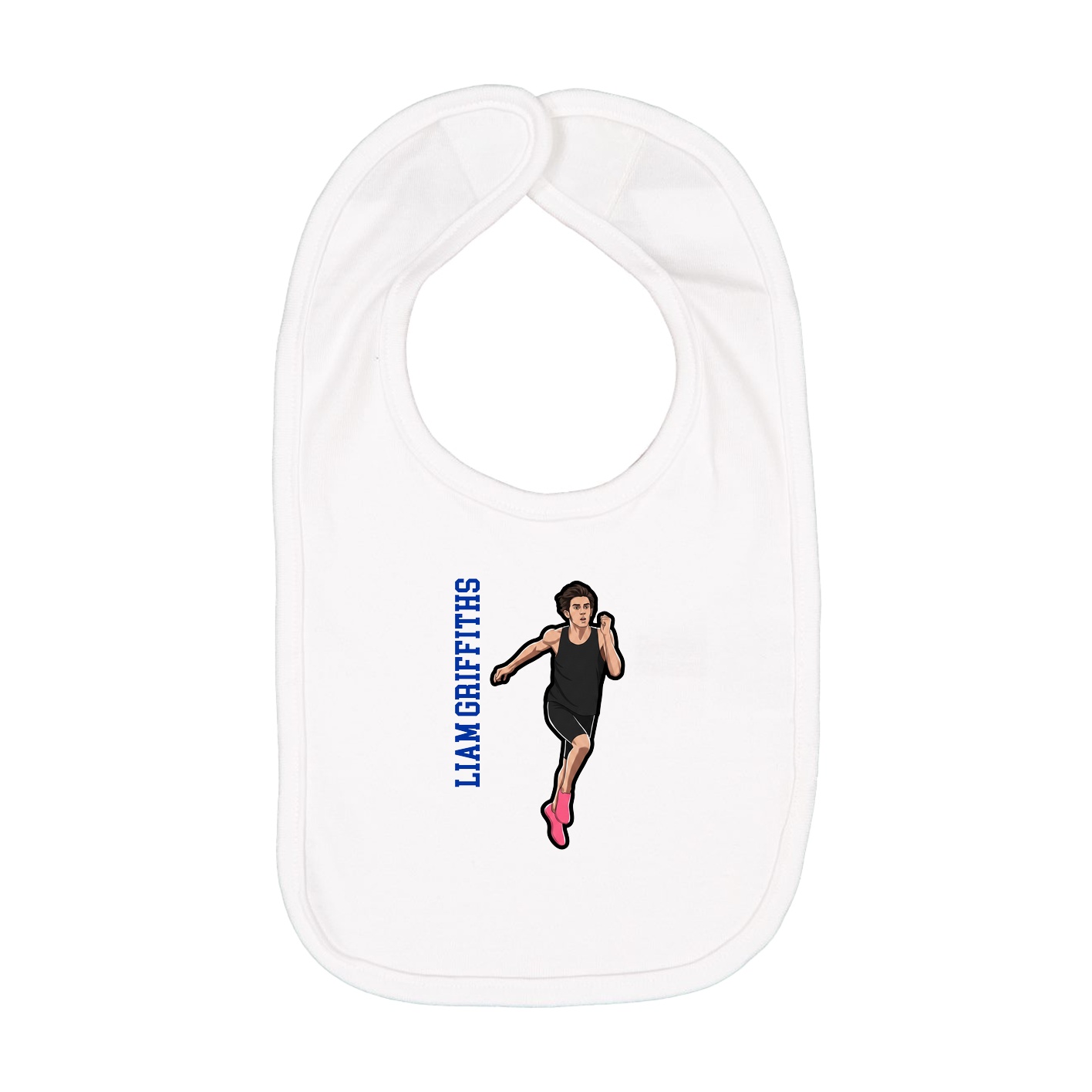 Infant Bib — Name Vertical in White