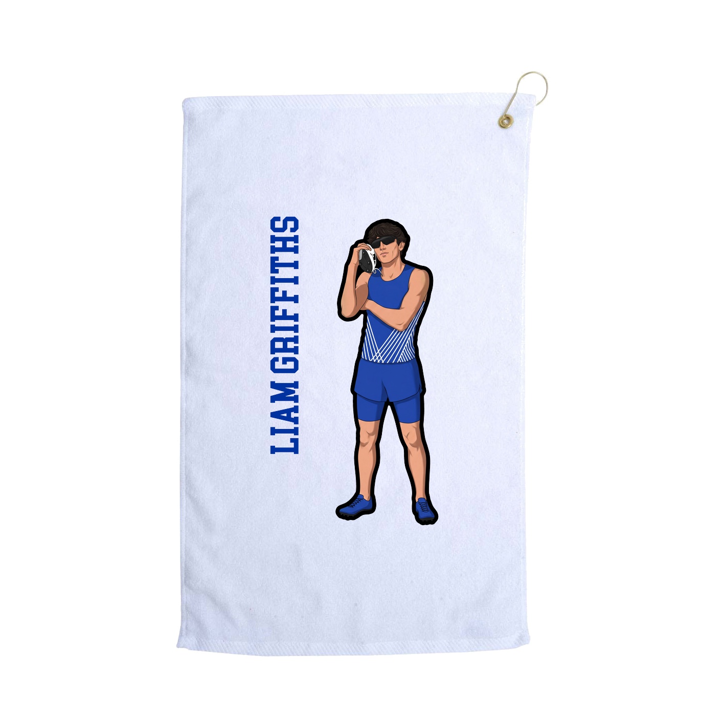 Golf Towel — Name Vertical in White