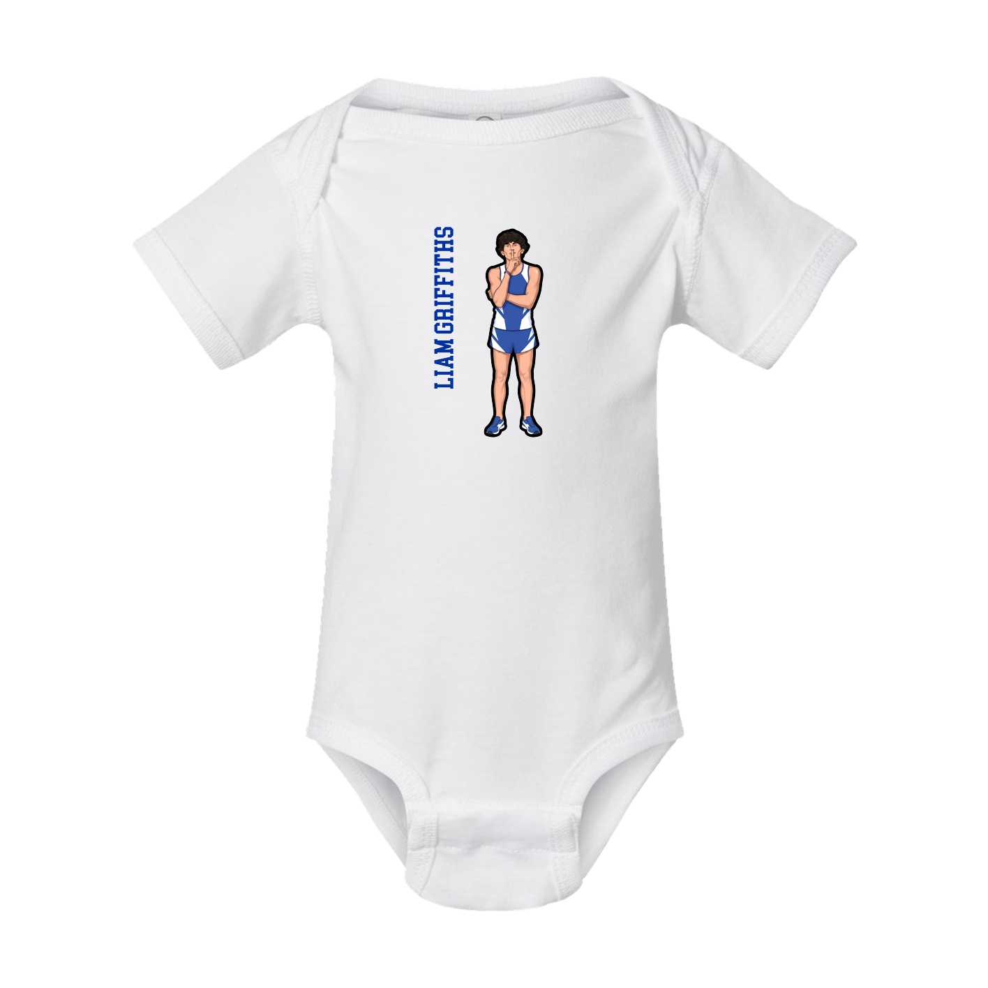 Baby Onesie — Name Vertical in White