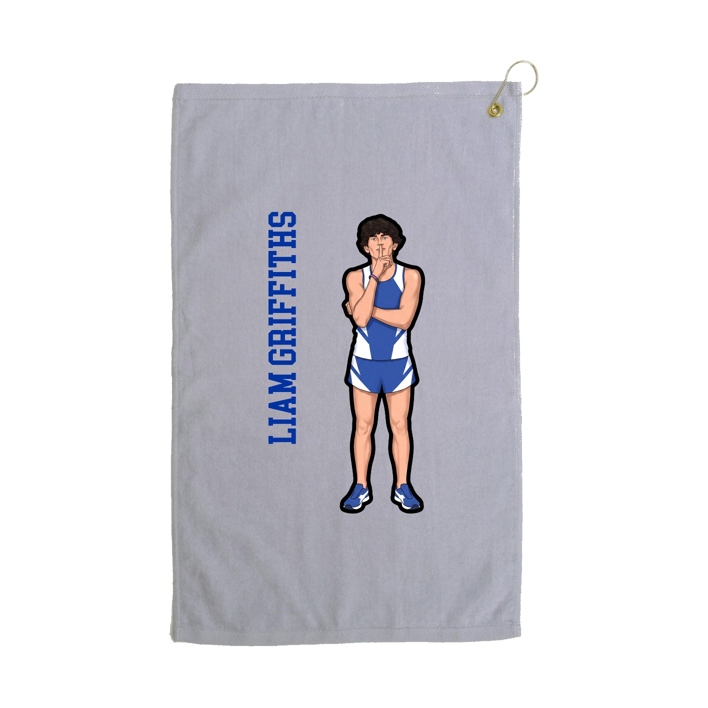 Golf Towel — Name Vertical in Grey