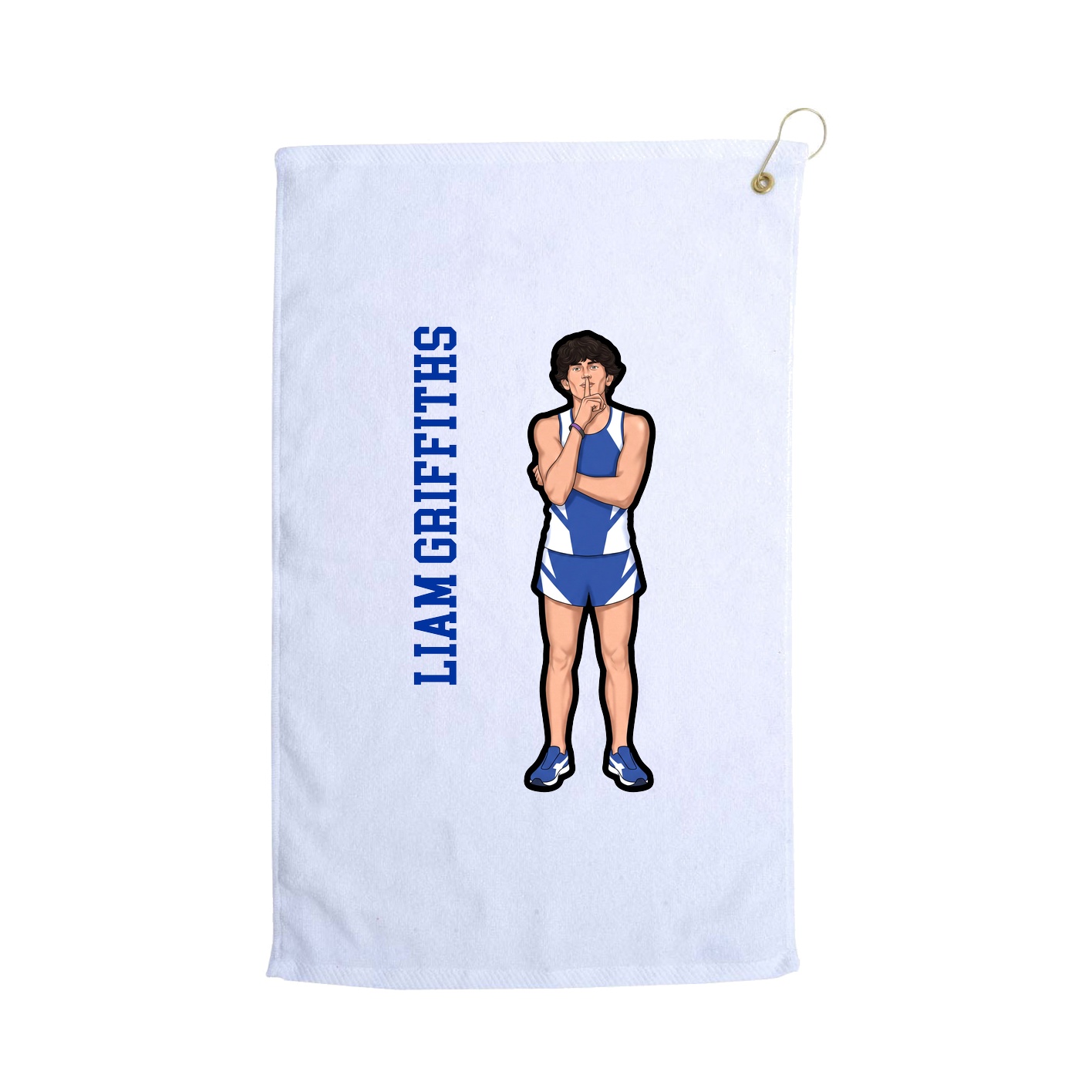 Golf Towel — Name Vertical in White