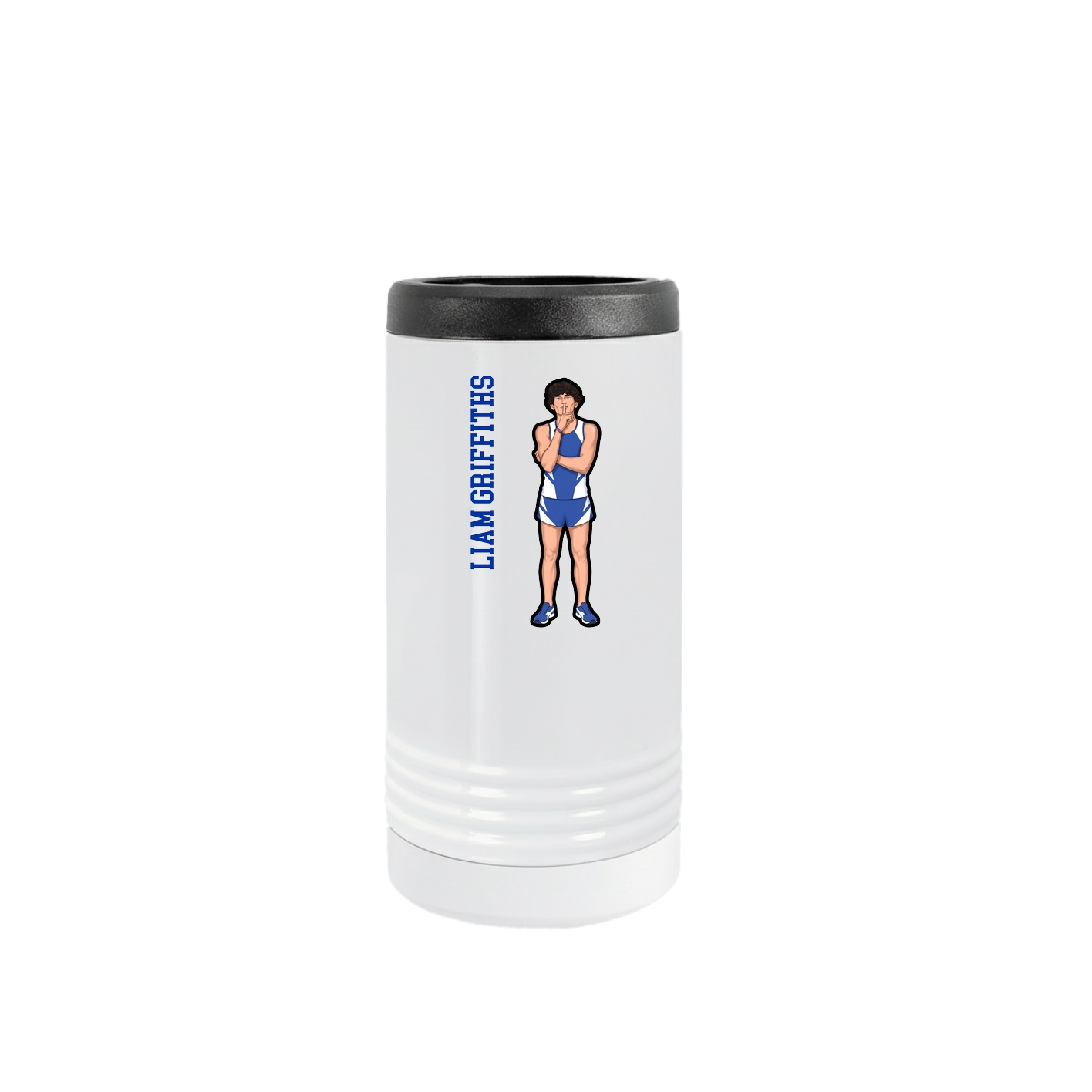 Slim Beverage Holder — Name Vertical in White