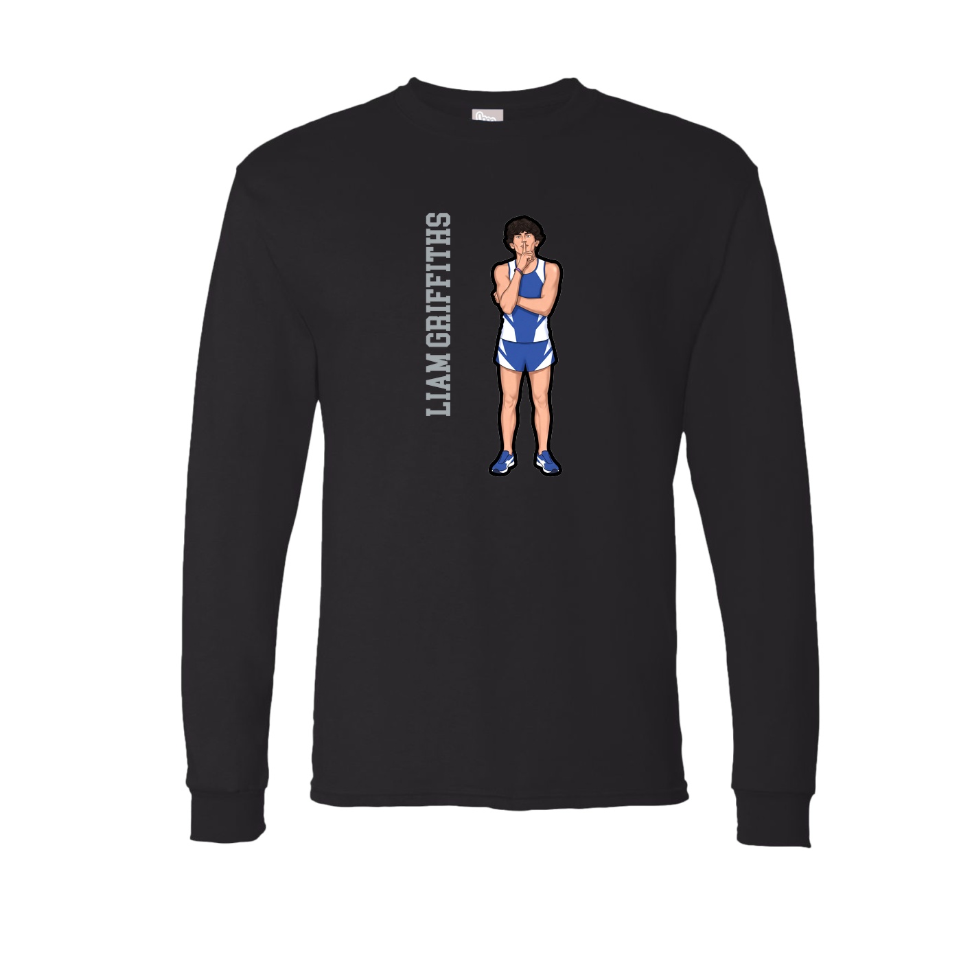 Long Sleeve Tee — Name Vertical in Black