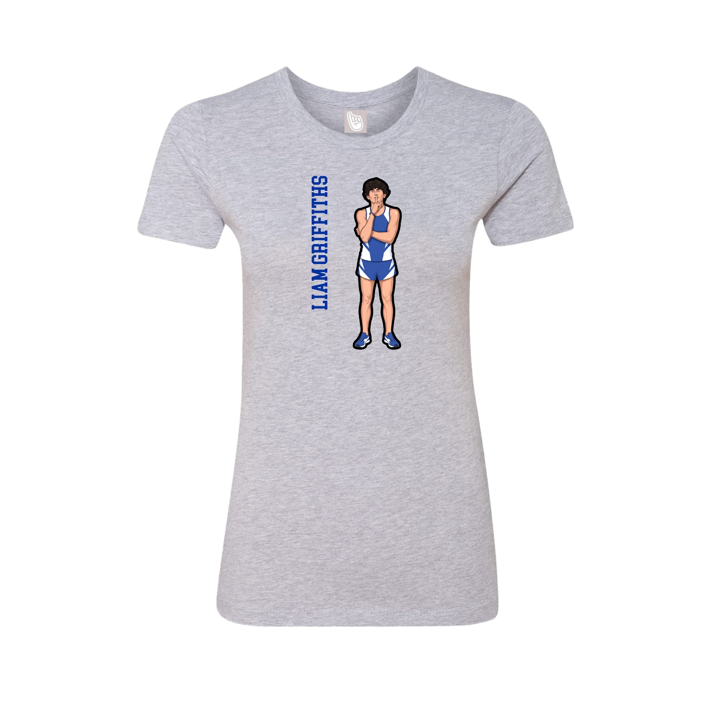 Womens Tee — Name Vertical in Grey