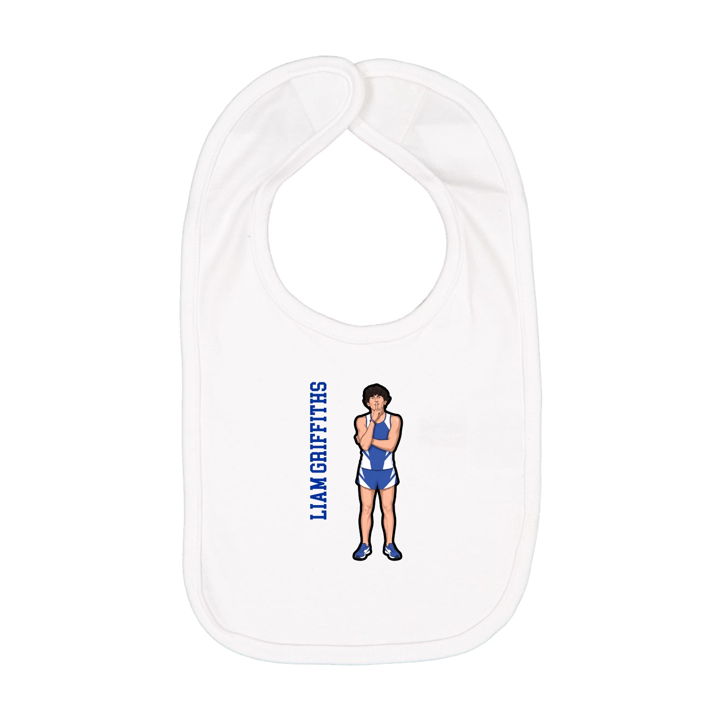 Infant Bib — Name Vertical in White