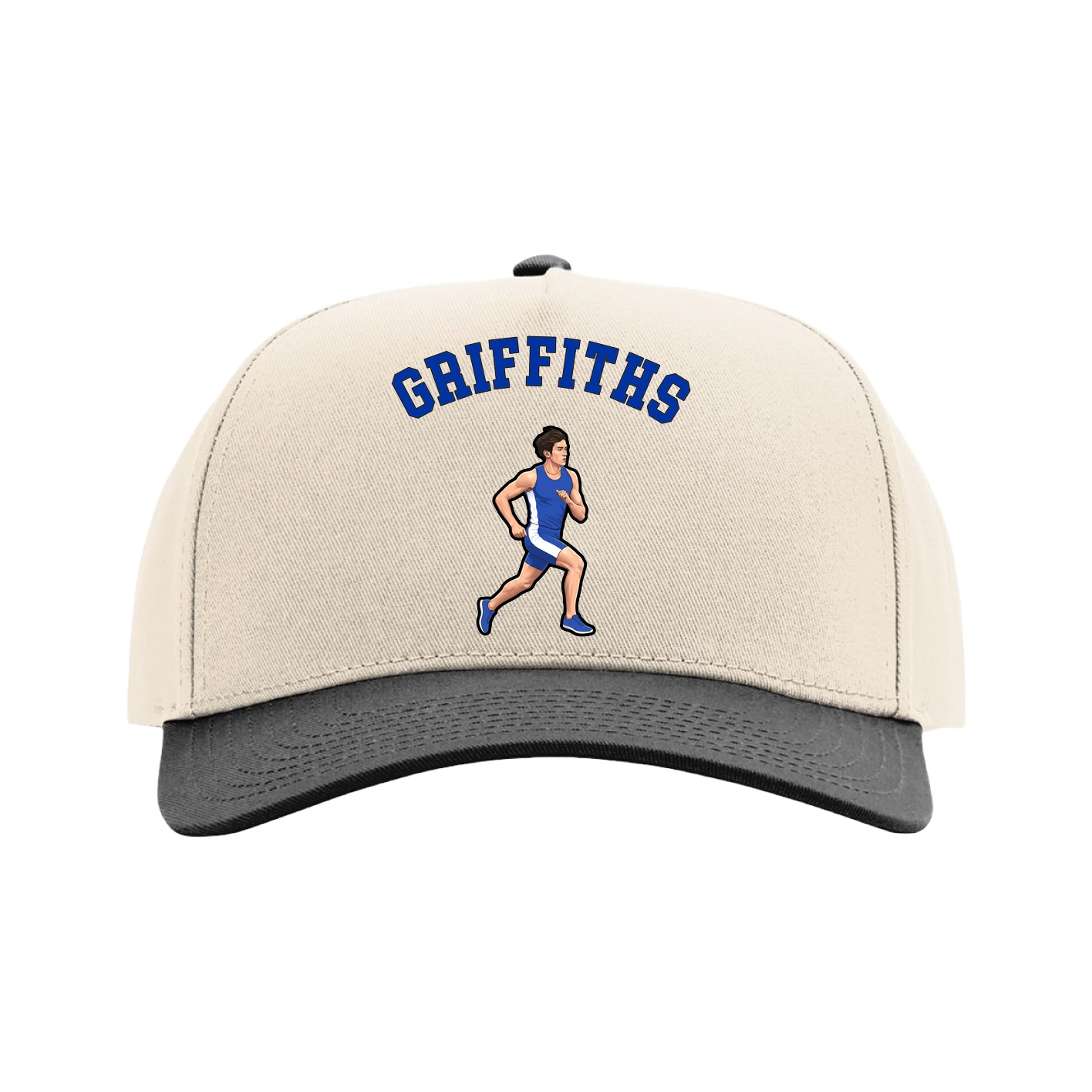 Full Fabric Five-Panel Champ Cap — Shirsey Arch in Cream/Black