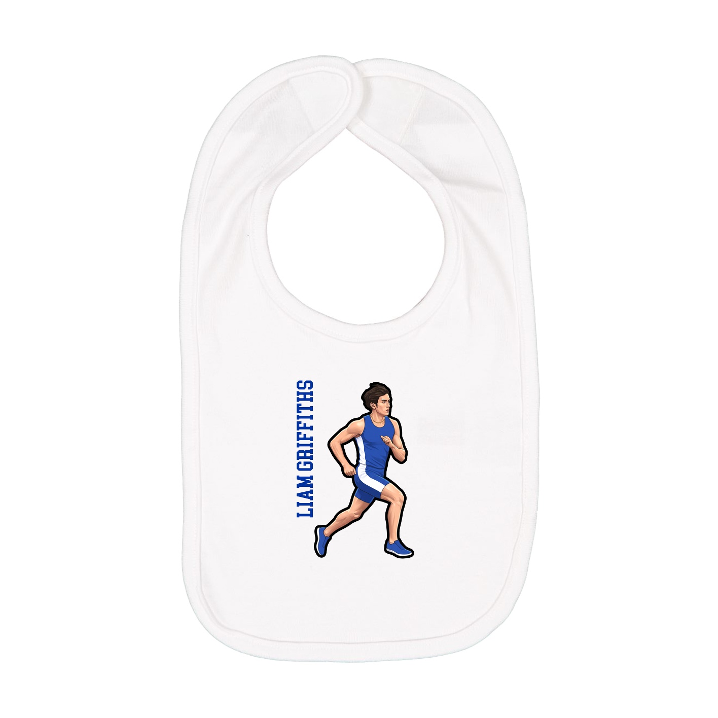 Infant Bib — Name Vertical in White