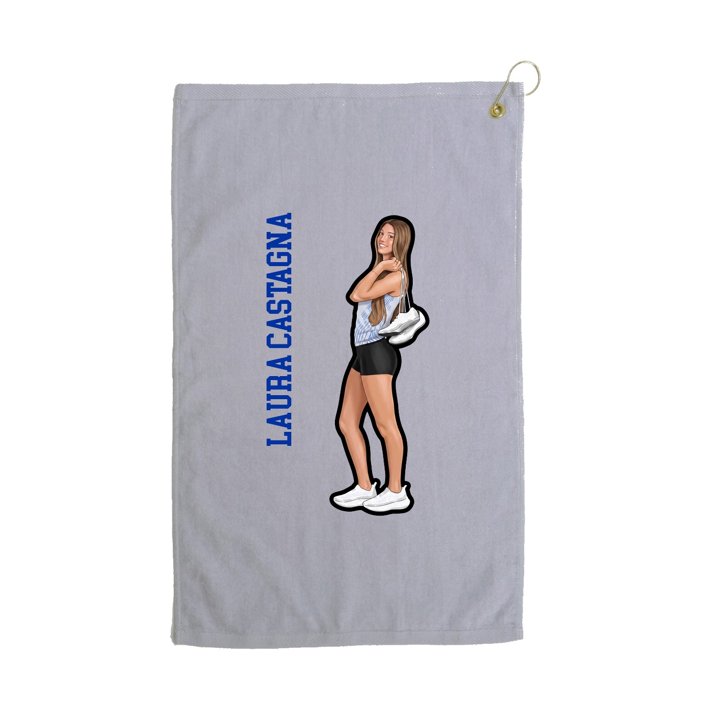 Golf Towel — Name Vertical in Grey