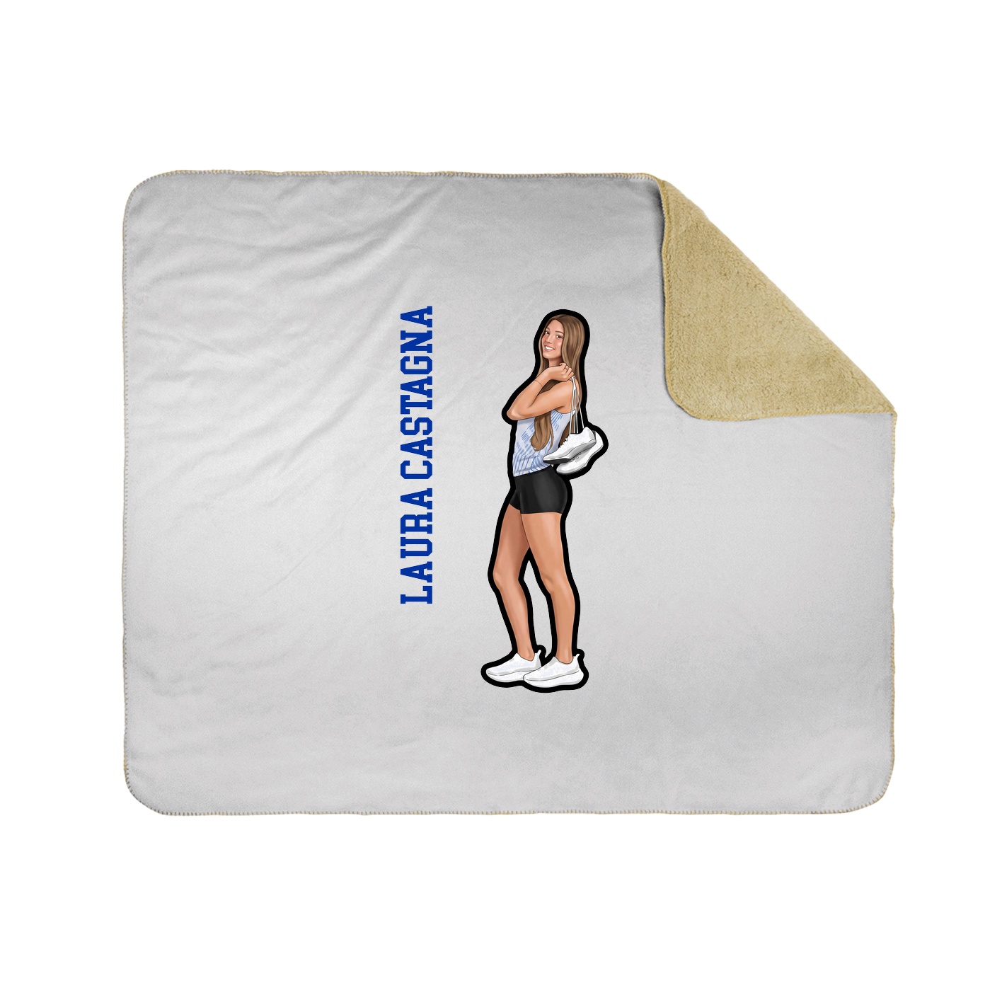 Throw Blanket — Name Vertical in White