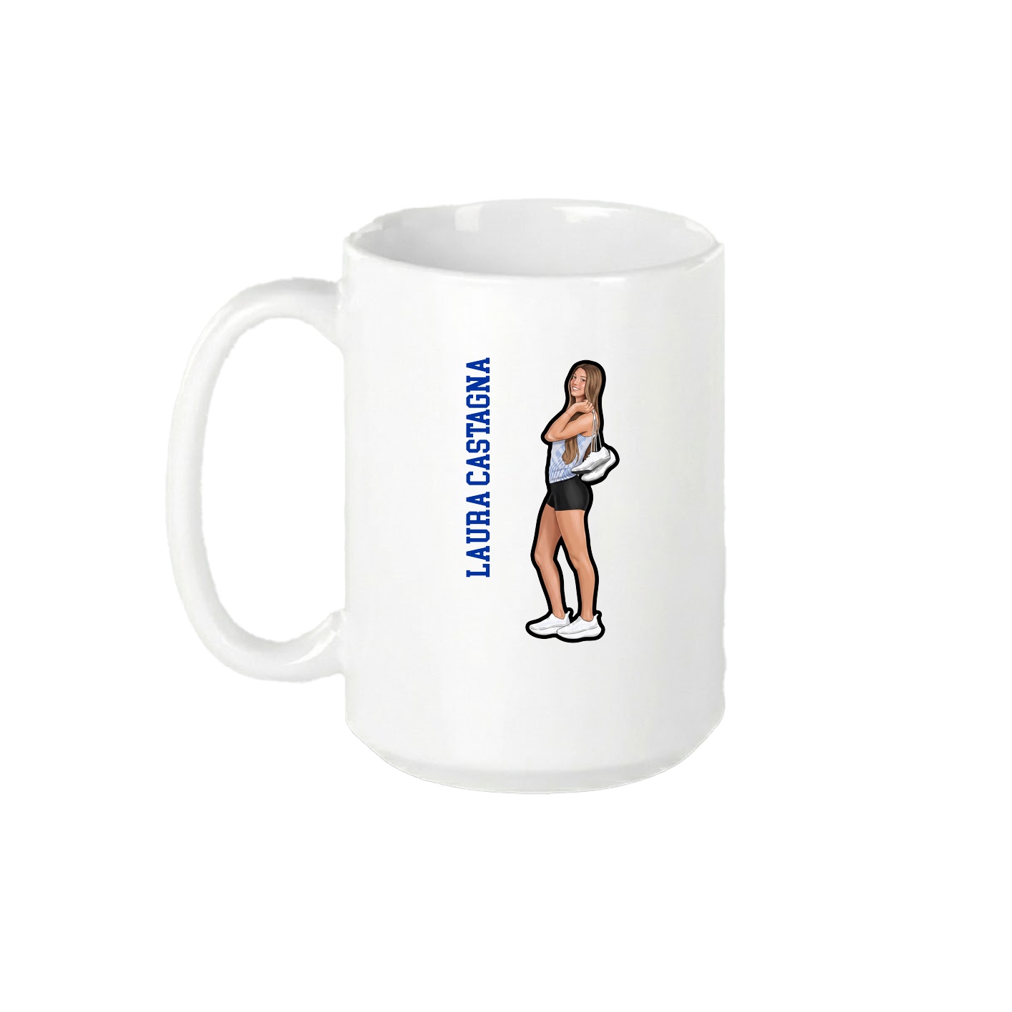 15oz Coffee Mug — Name Vertical in White