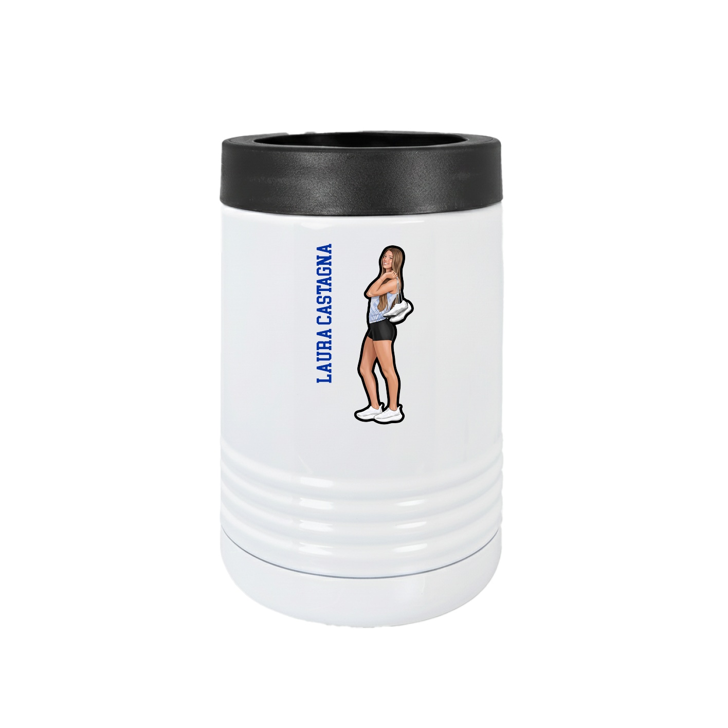 Beverage Holder — Name Vertical in White