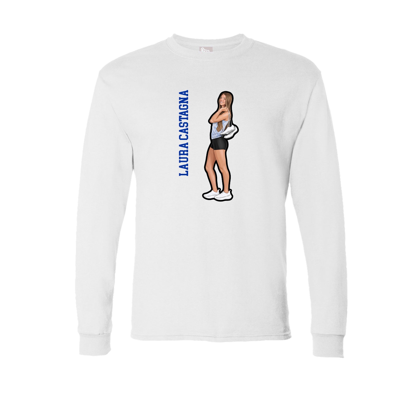 Long Sleeve Tee — Name Vertical in White