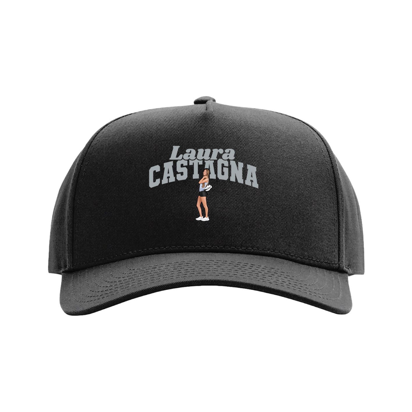 Full Fabric Five-Panel Champ Cap — Signature Arch in Black