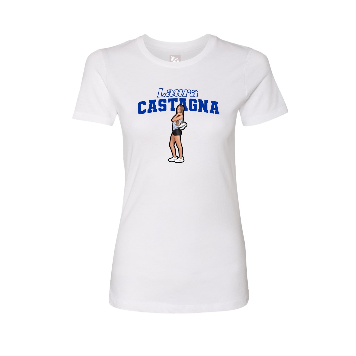 Fitted Women's Tee — Name Arch in White