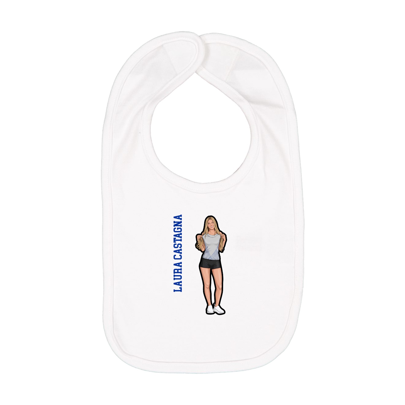 Infant Bib — Name Vertical in White