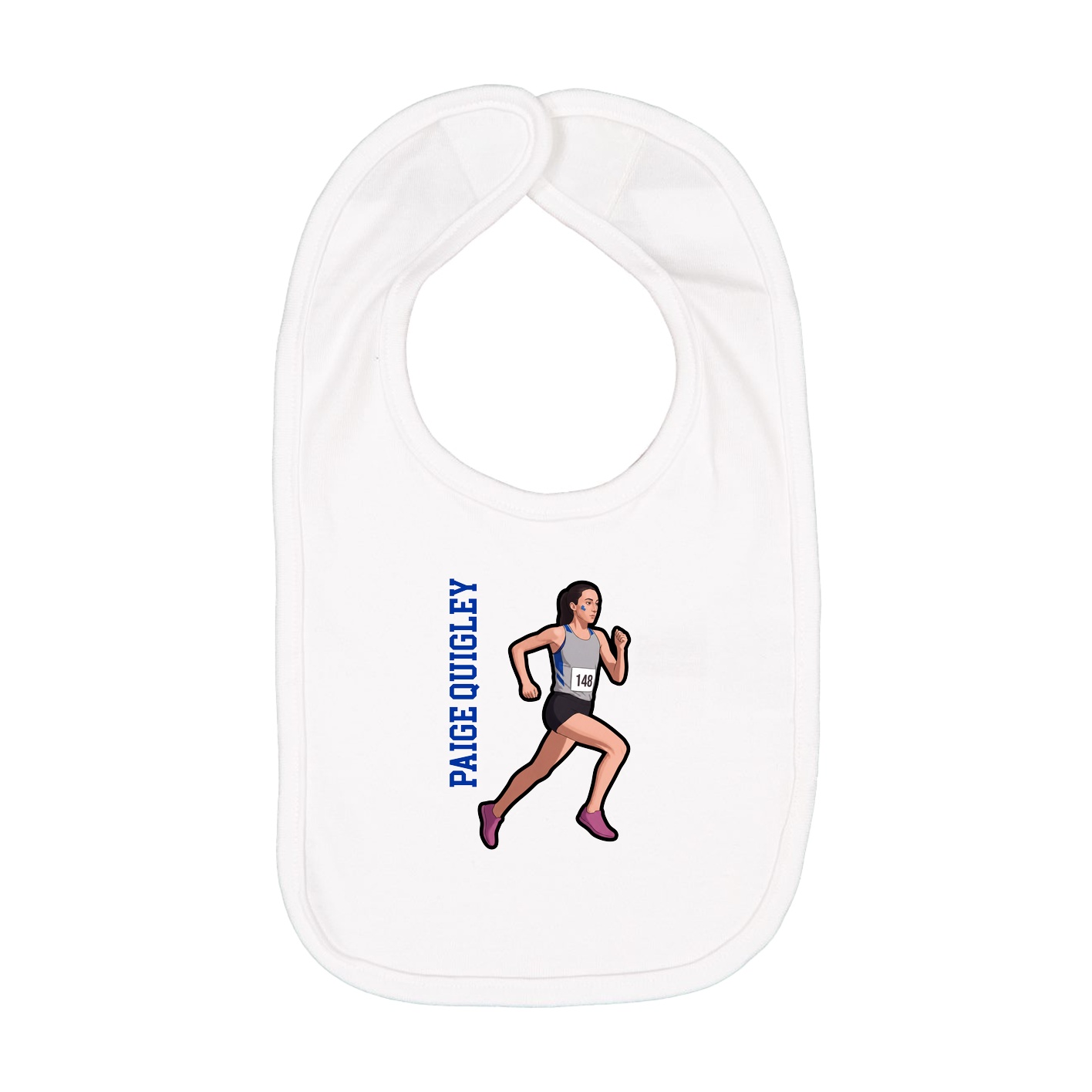 Infant Bib — Name Vertical in White