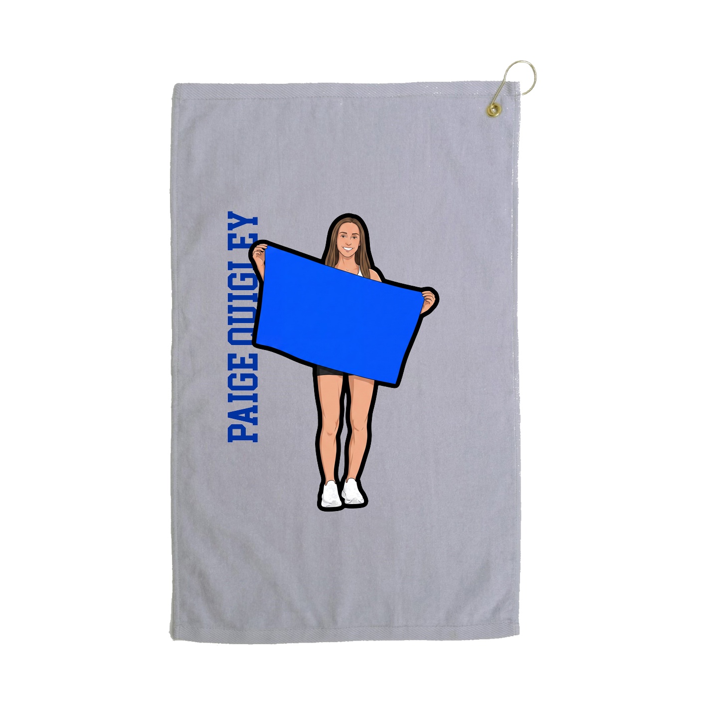 Golf Towel — Name Vertical in Grey