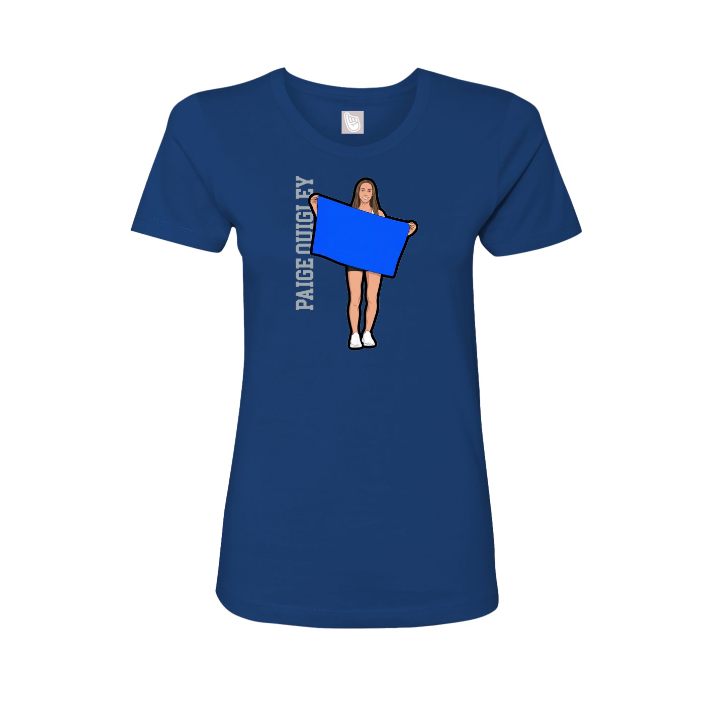 Fitted Women's Tee — Name Vertical in Royal