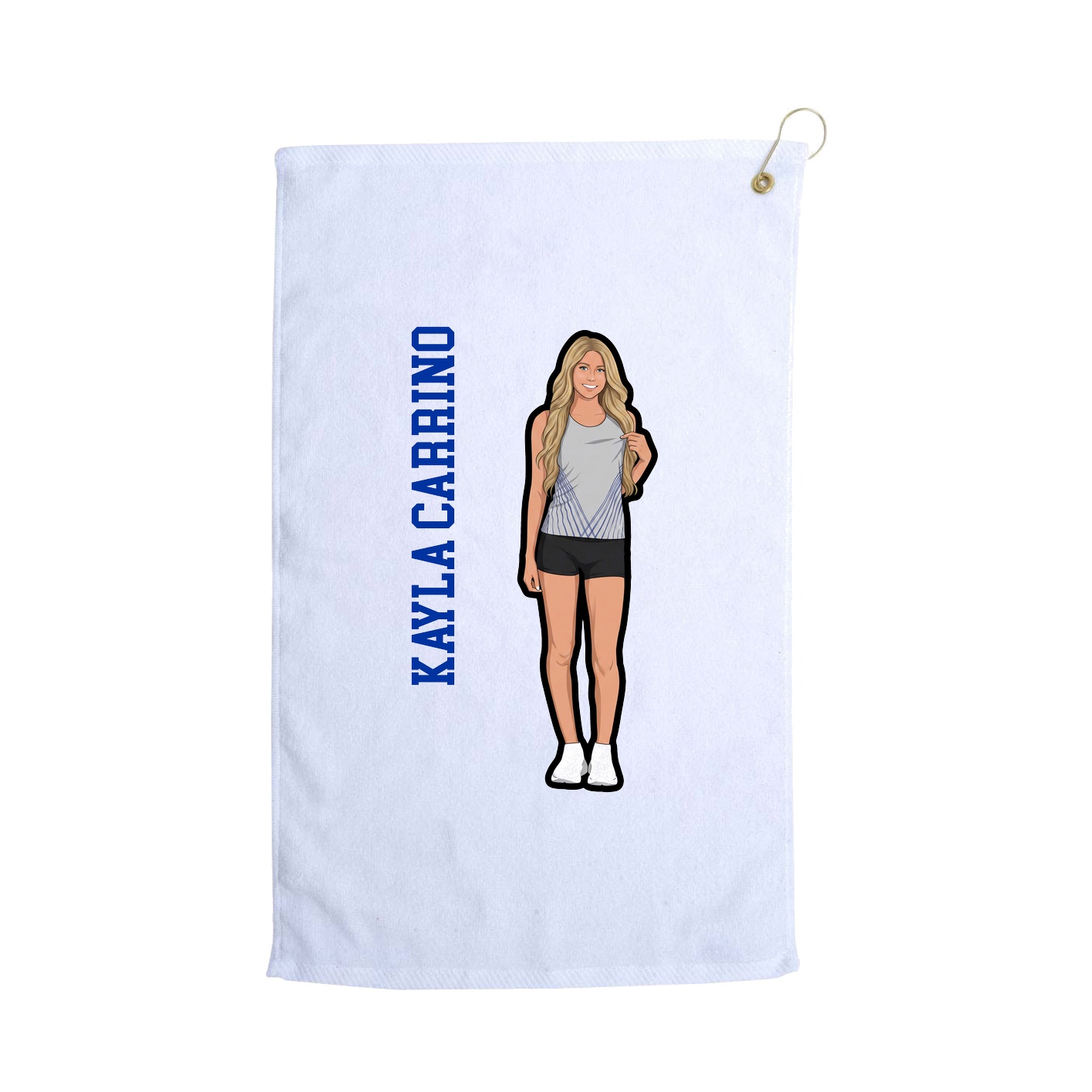 Golf Towel — Name Vertical in White