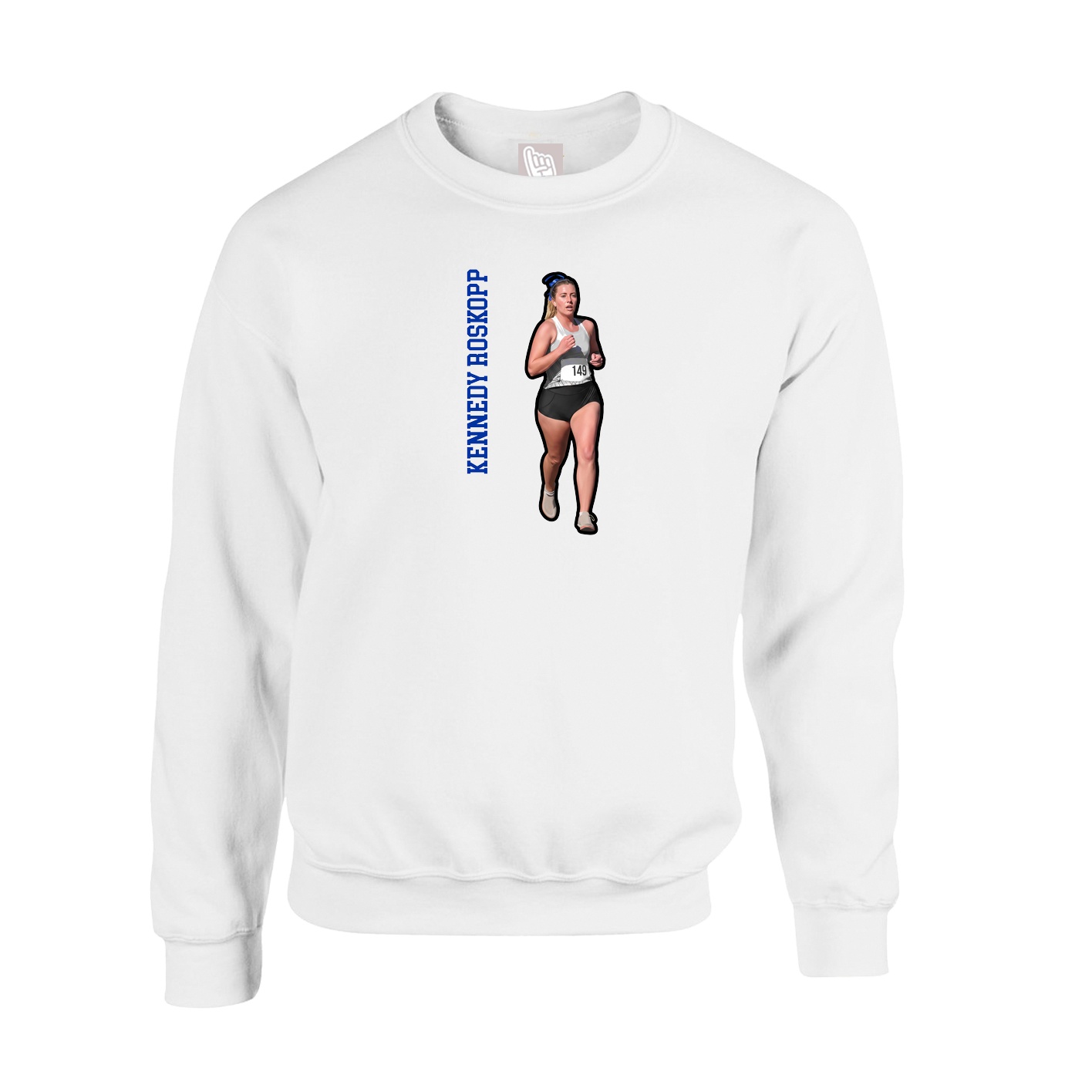 Fleece Crew — Name Vertical in White