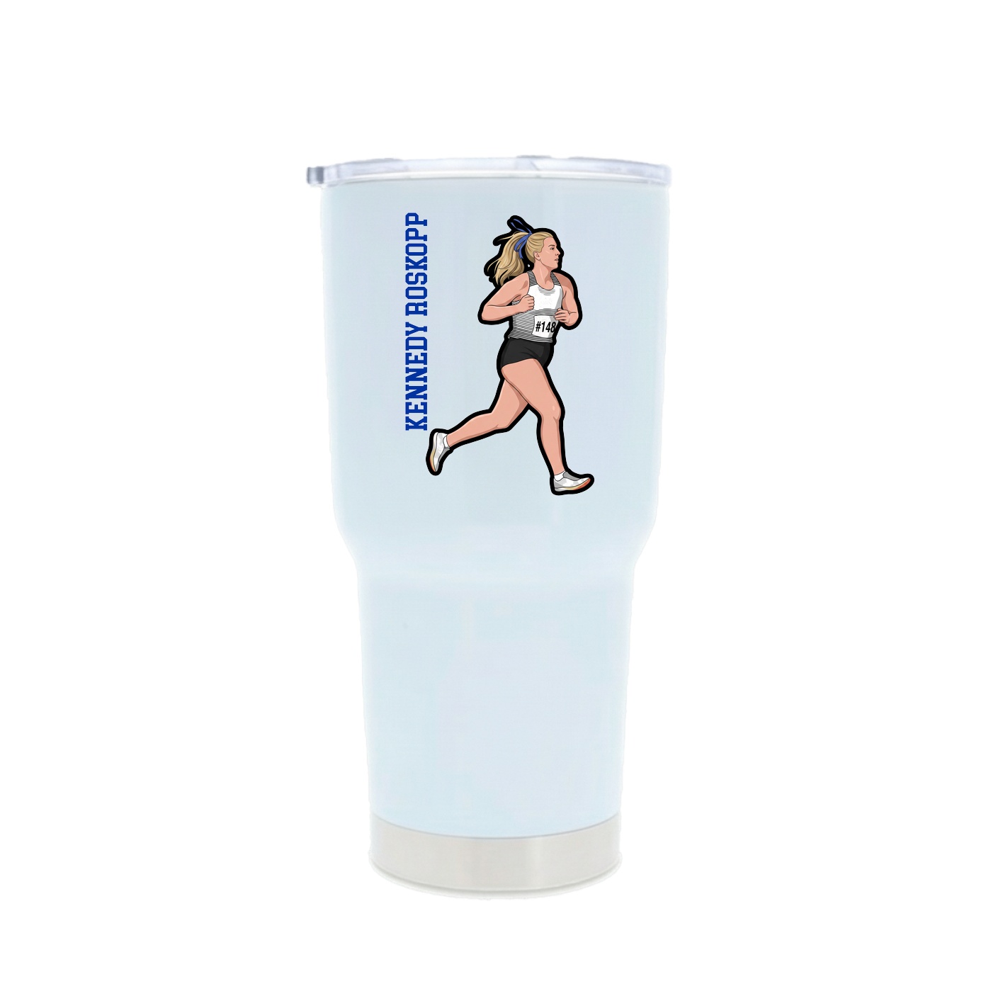 30oz Stainless Steel Tumbler — Name Vertical in White