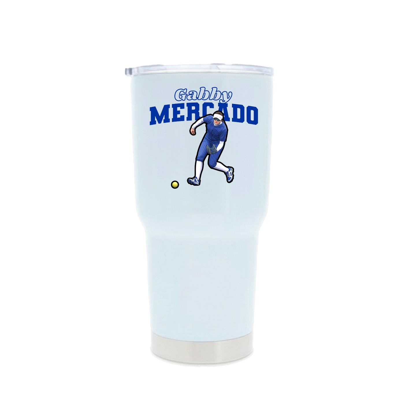 30oz Stainless Steel Tumbler — Name Arch in White