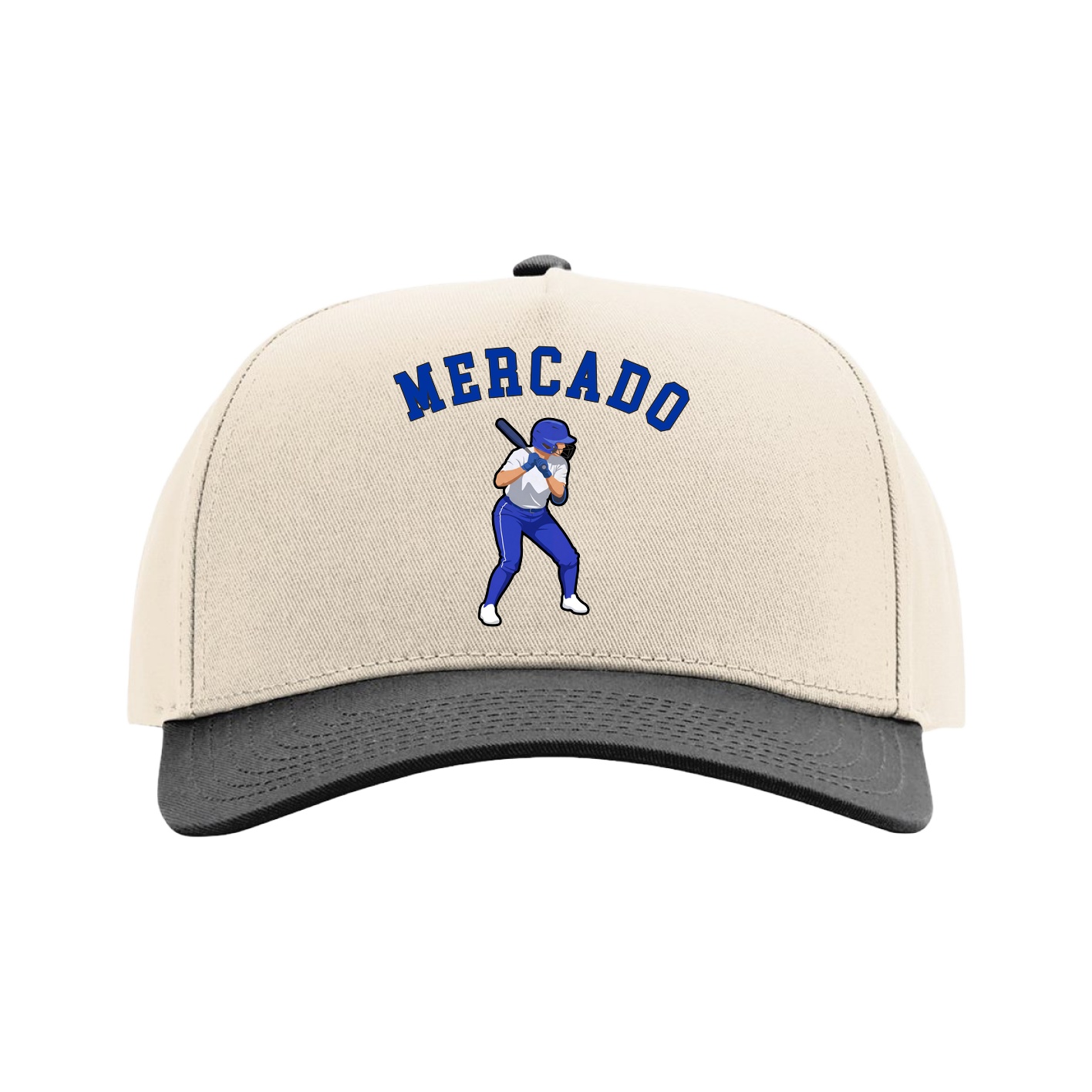 Full Fabric Five-Panel Champ Cap — Shirsey Arch in Cream/Black