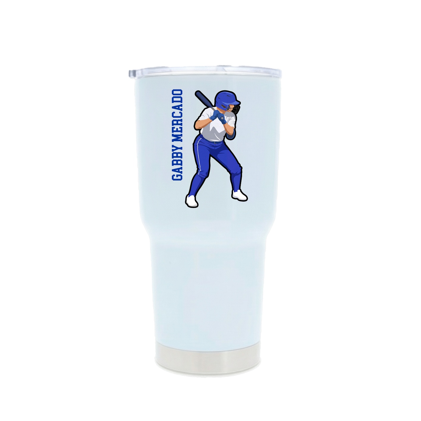 30oz Stainless Steel Tumbler — Name Vertical in White