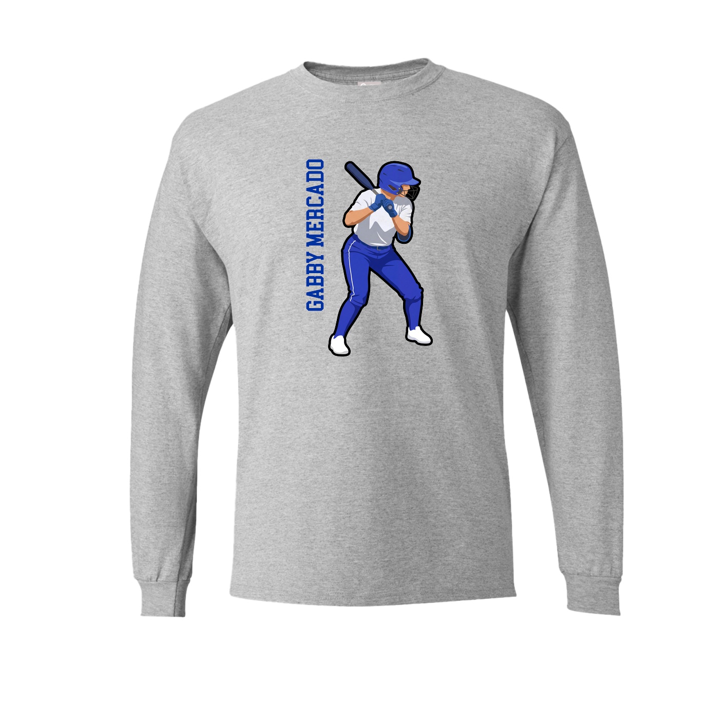 Long Sleeve Tee — Name Vertical in Grey