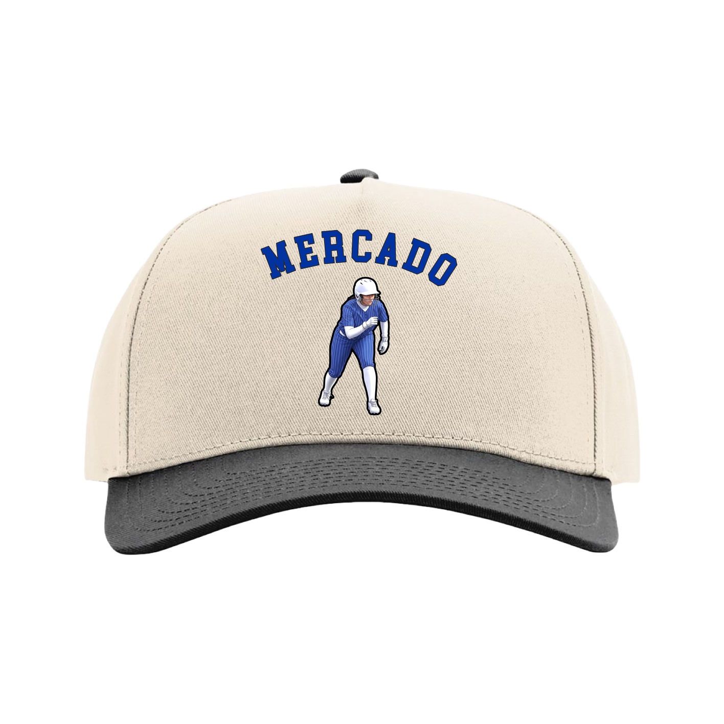 Full Fabric Five-Panel Champ Cap — Shirsey Arch in Cream/Black
