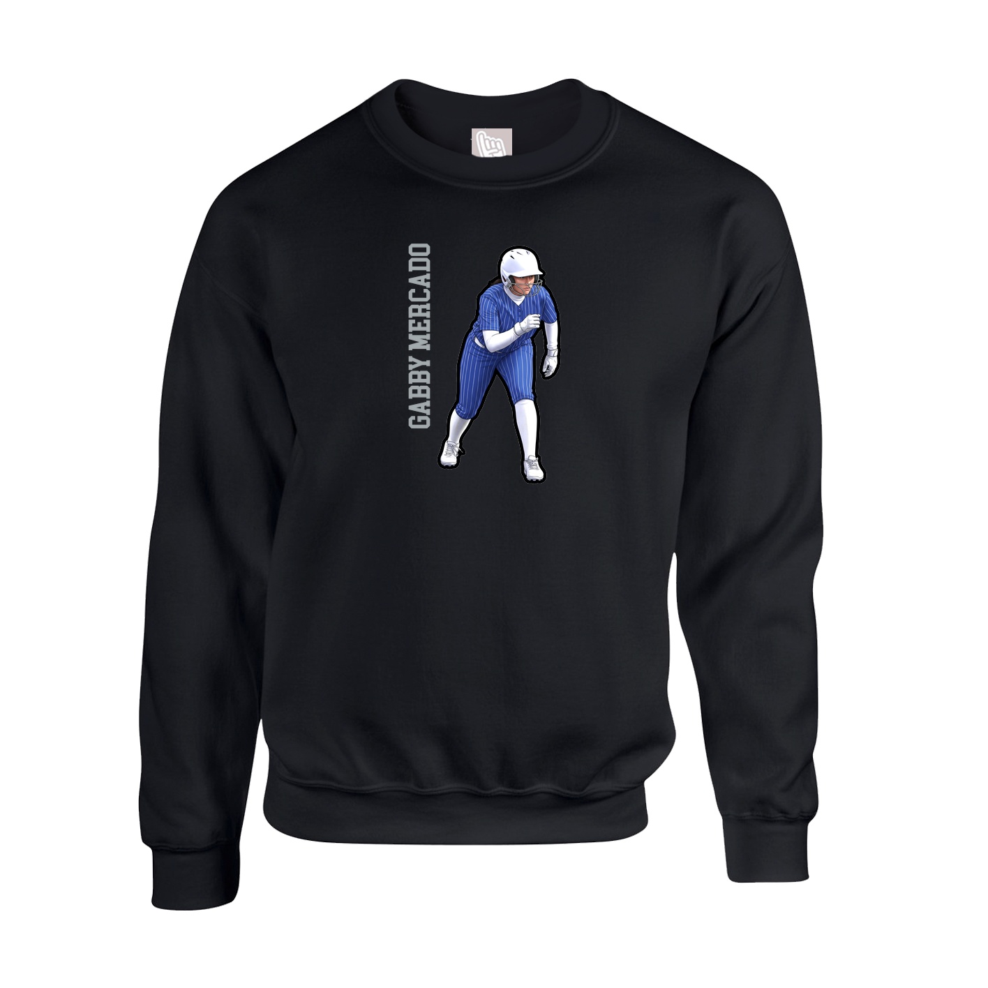 Fleece Crew — Name Vertical in Black