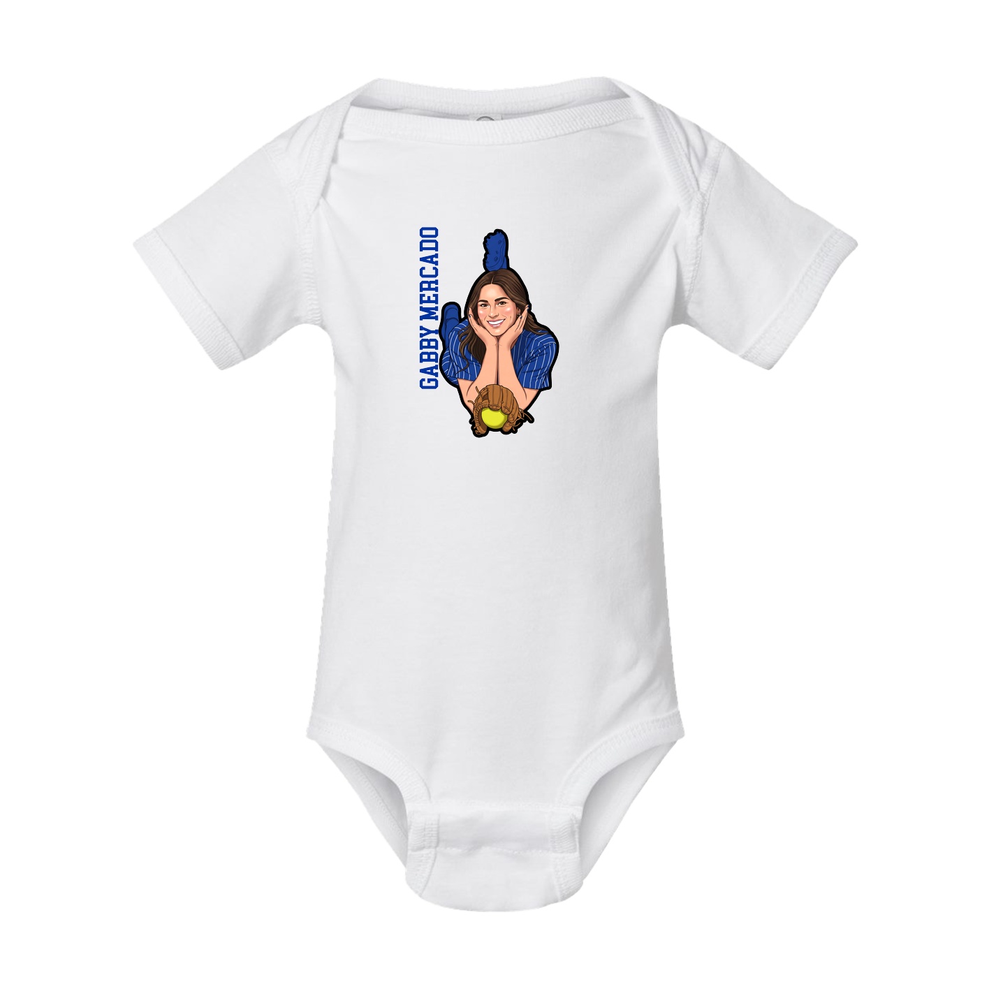 Baby Onesie — Name Vertical in White