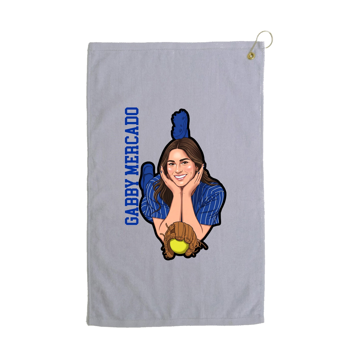 Golf Towel — Name Vertical in Grey