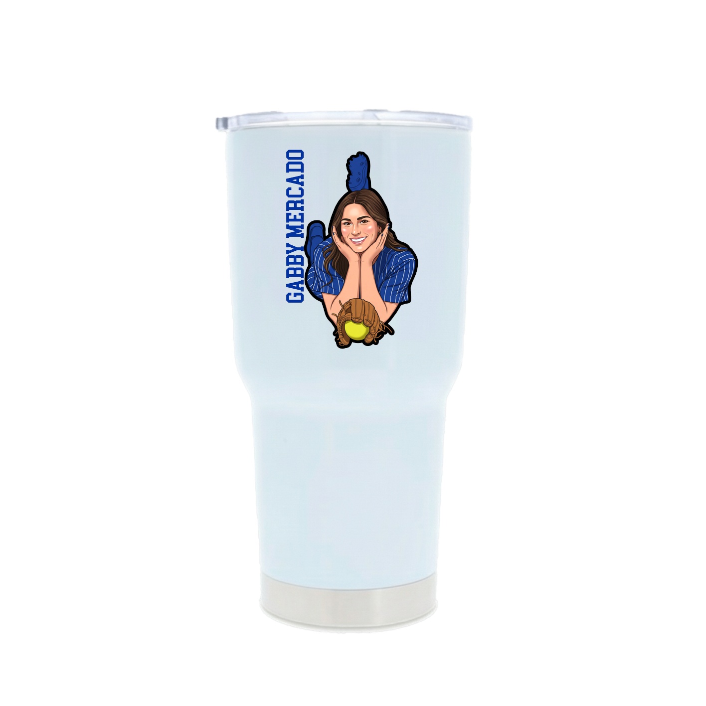 30oz Stainless Steel Tumbler — Name Vertical in White