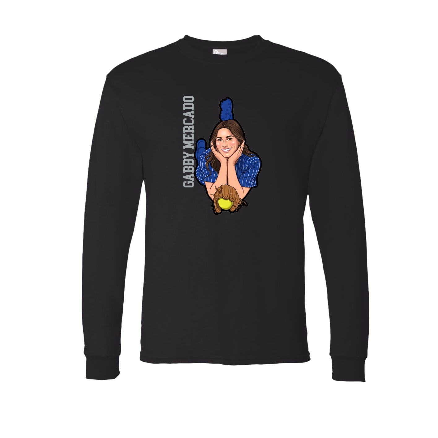 Long Sleeve Tee — Name Vertical in Black