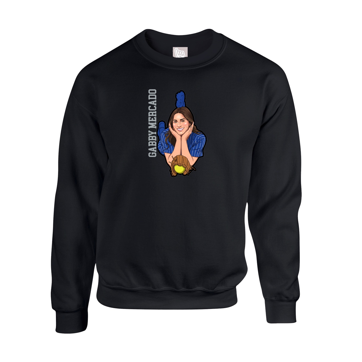 Fleece Crew — Name Vertical in Black