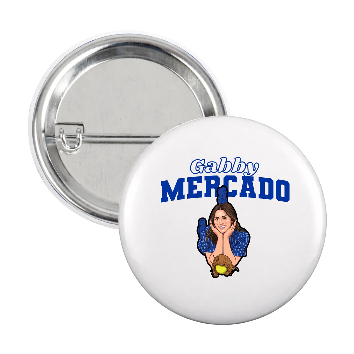 Game Day Button — Name Arch in White