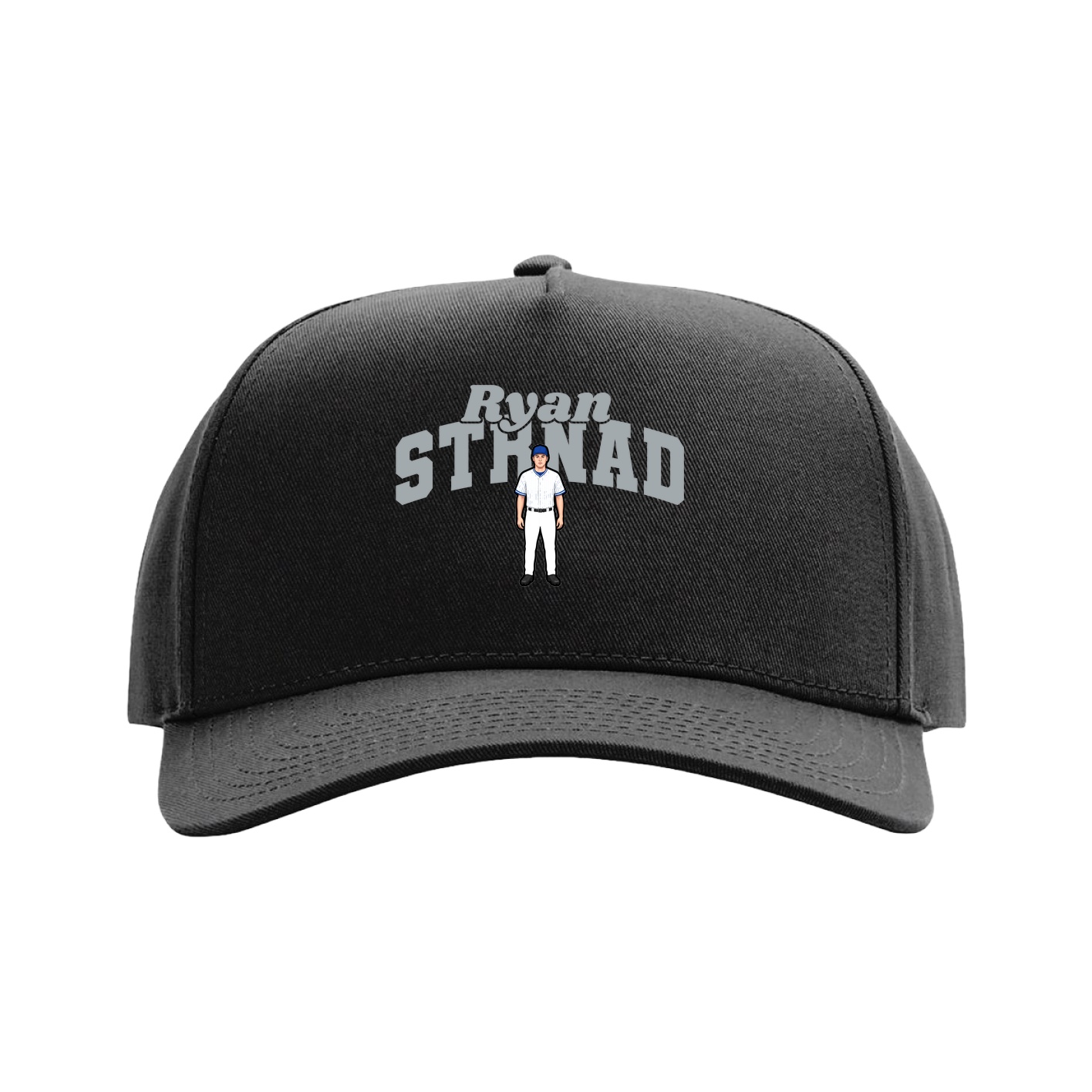 Full Fabric Five-Panel Champ Cap — Signature Arch in Black
