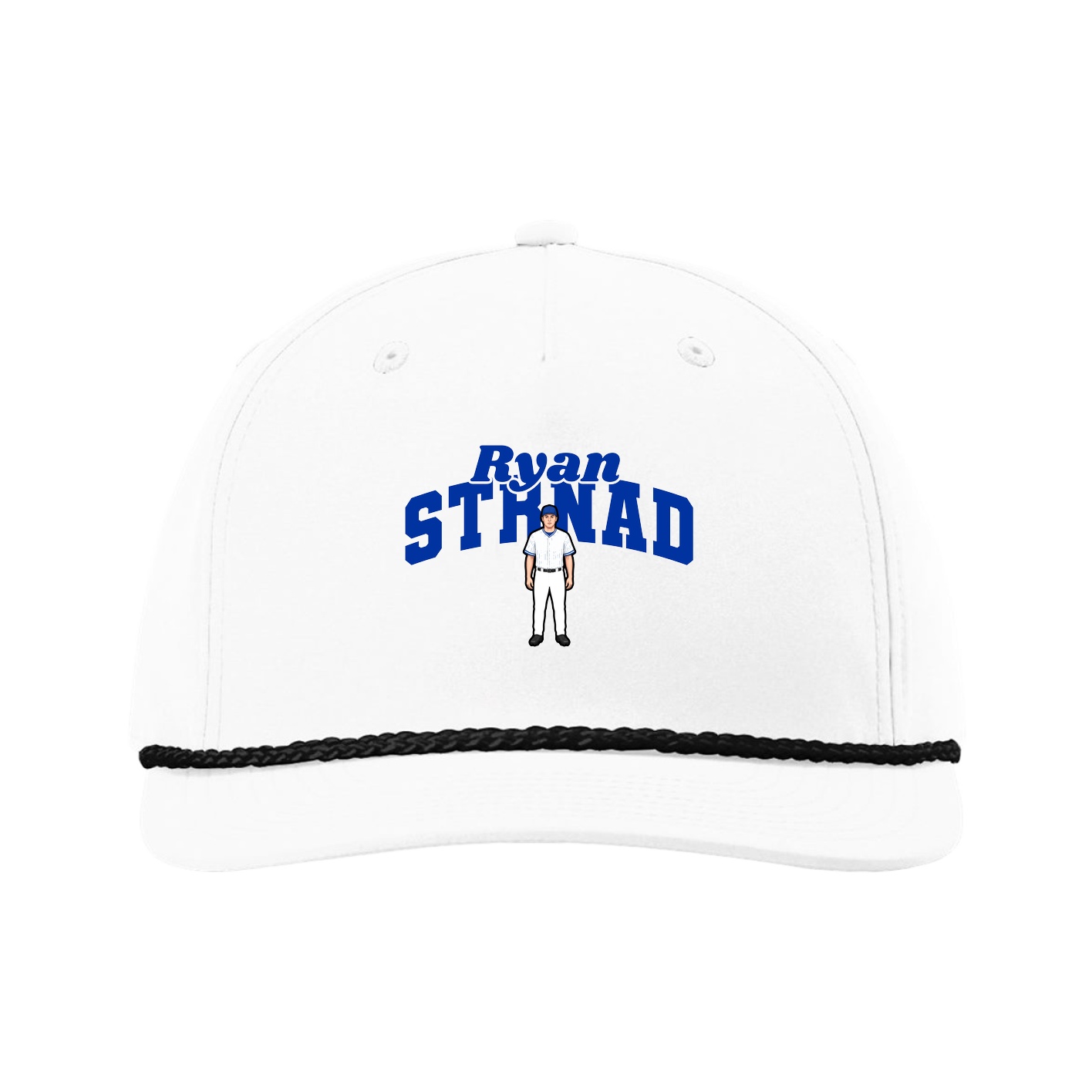 Five-Panel Classic Rope Cap — Signature Arch in White