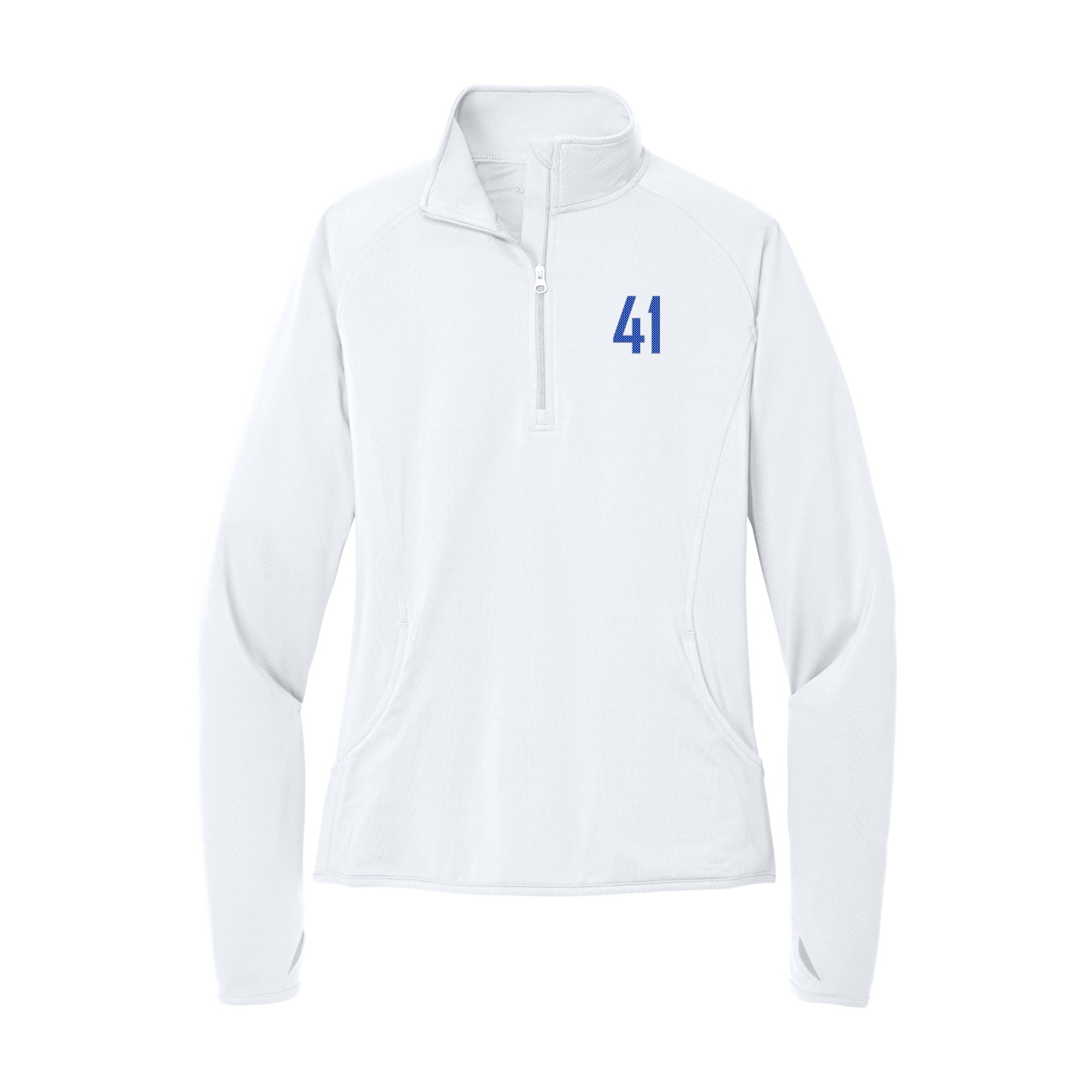 Women's Q-Zip Pullover — Front Shirsy in White