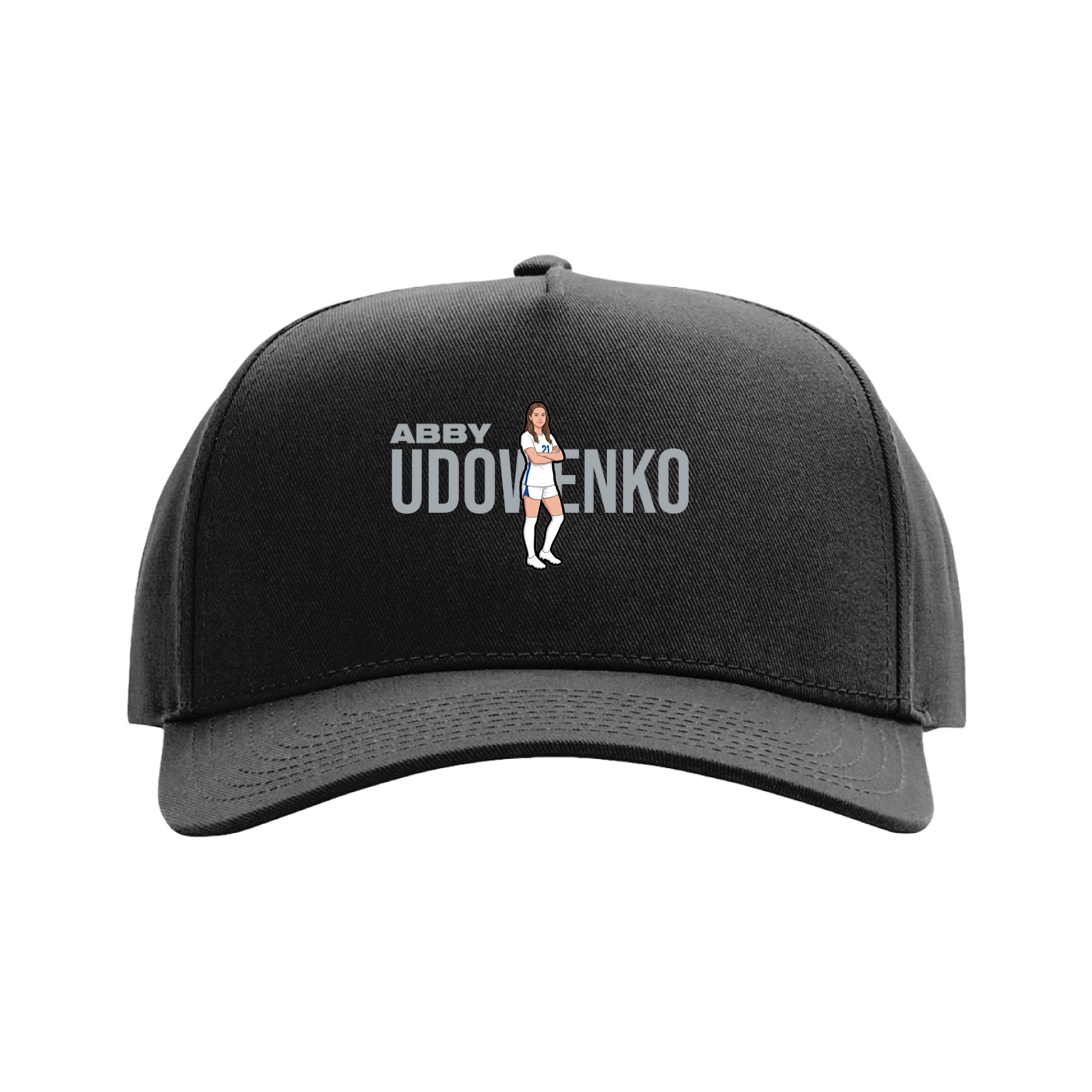 Full Fabric Five-Panel Champ Cap — Player Name in Black