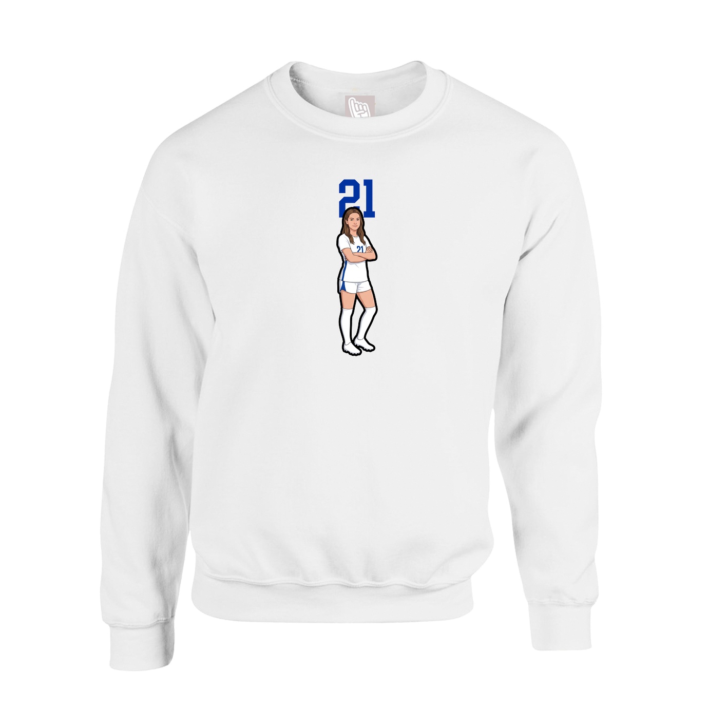 Fleece Crew — Number Top in White