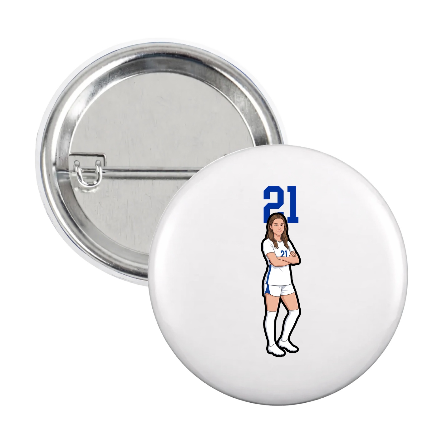 Game Day Button — Number Top in White