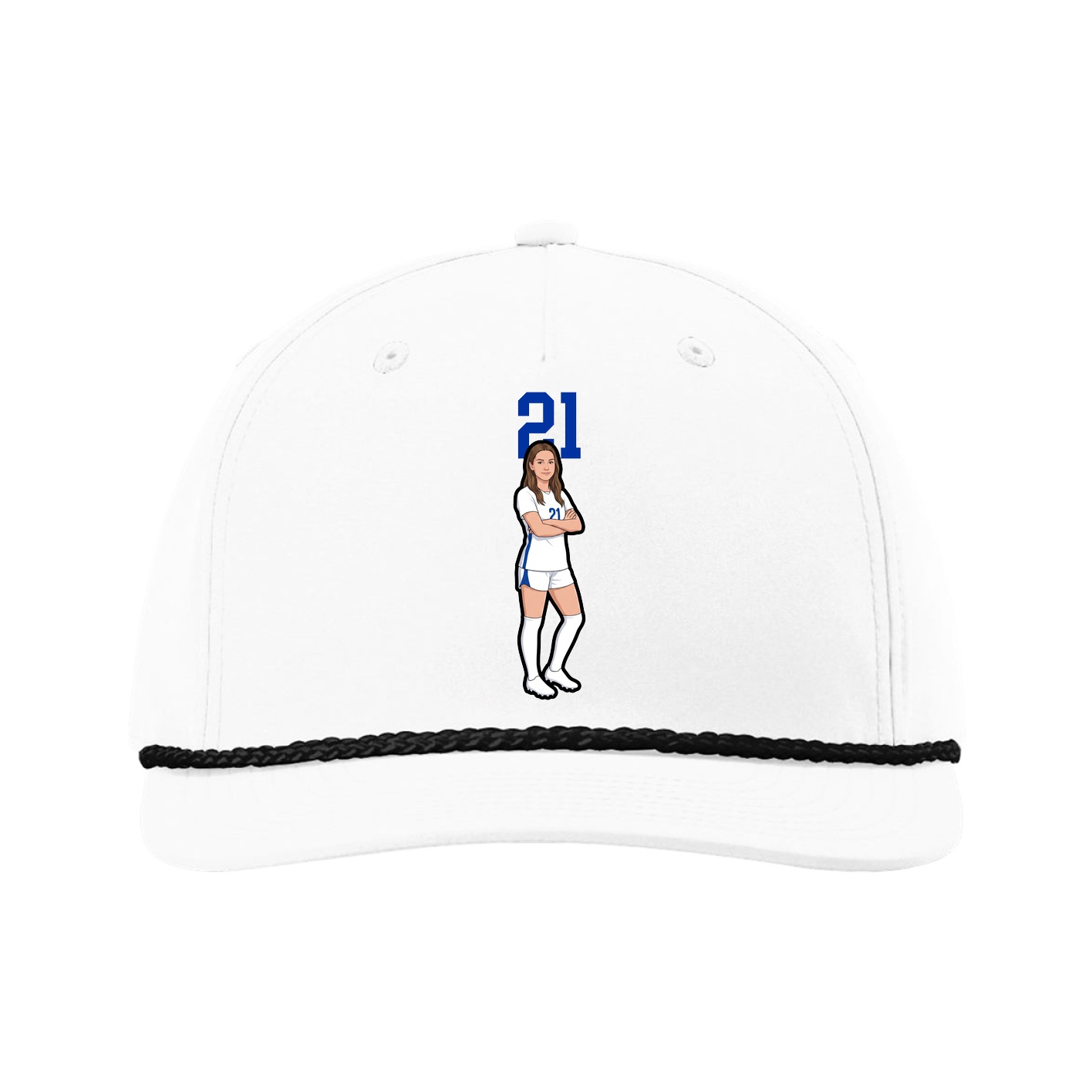 Five-Panel Classic Rope Cap — Number Top in White