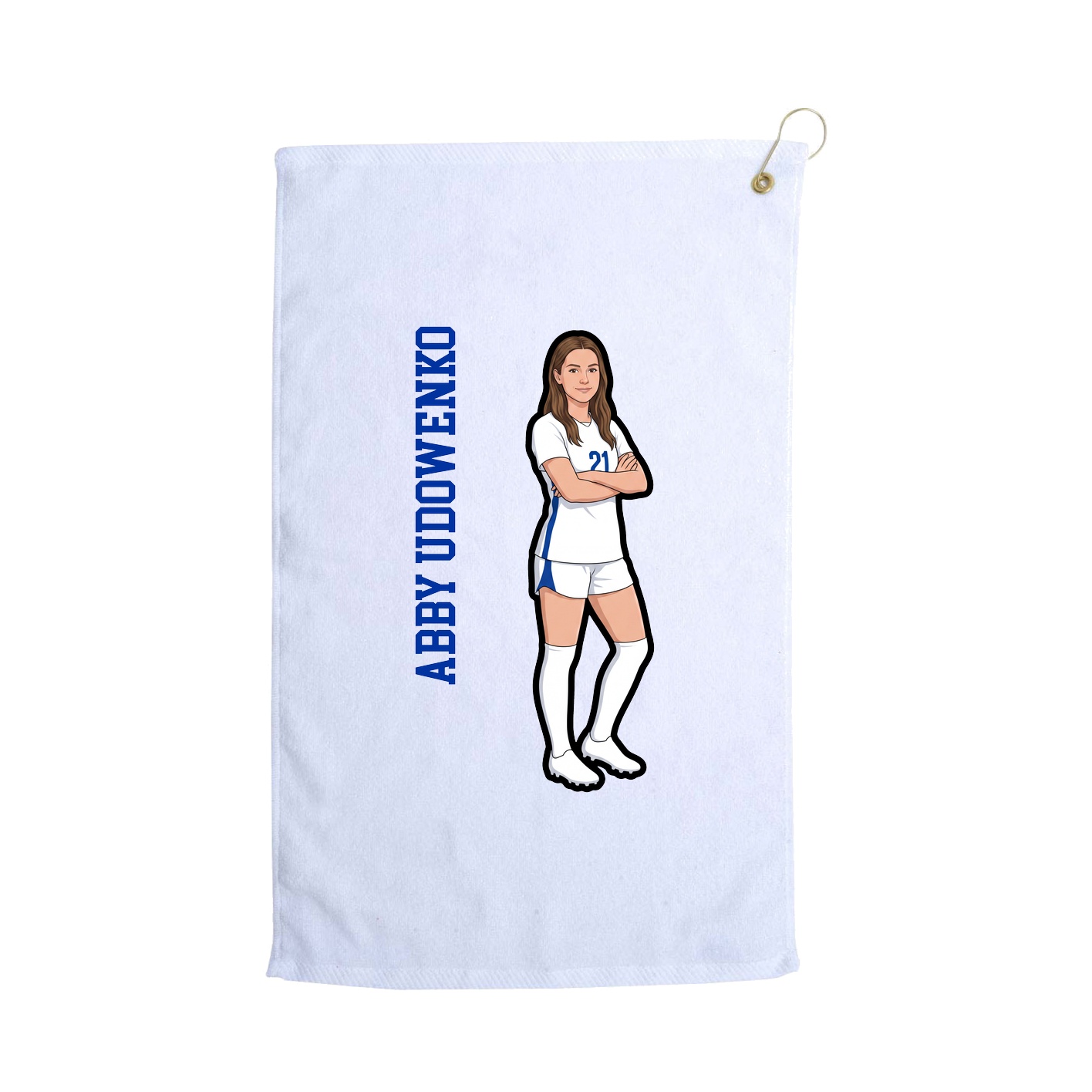 Golf Towel — Name Vertical in White