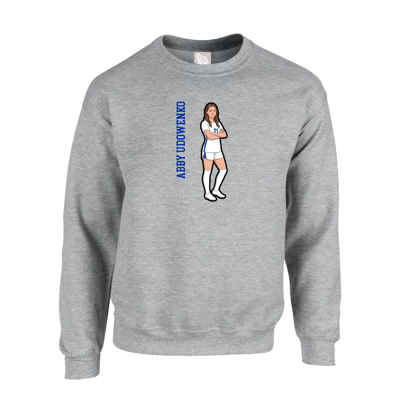 Fleece Crew — Name Vertical in Grey