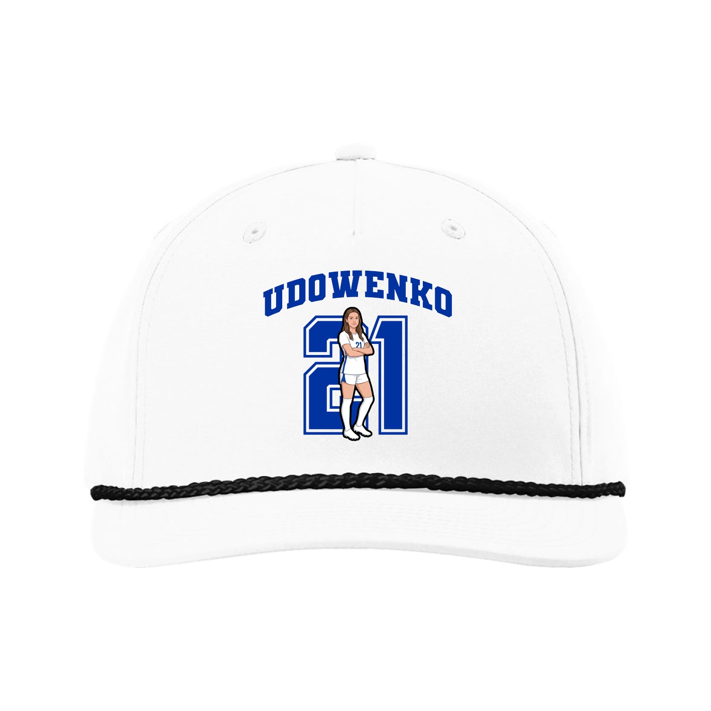 Five-Panel Classic Rope Cap — Number in White