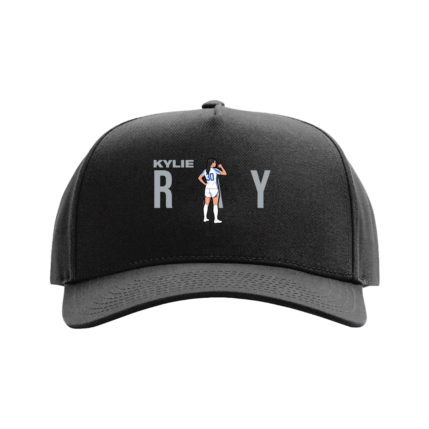 Full Fabric Five-Panel Champ Cap — Player Name in Black