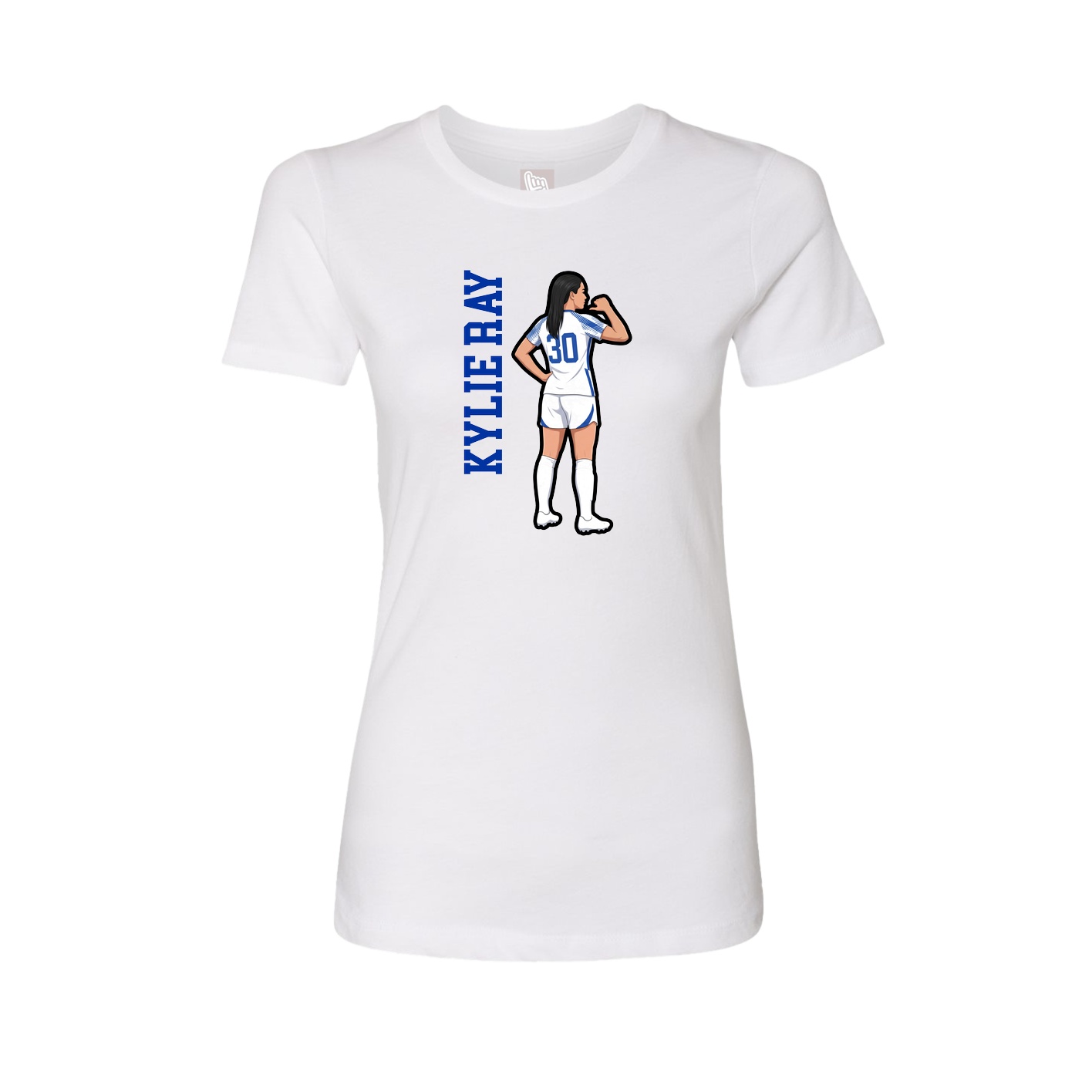 Fitted Women's Tee — Name Vertical in White
