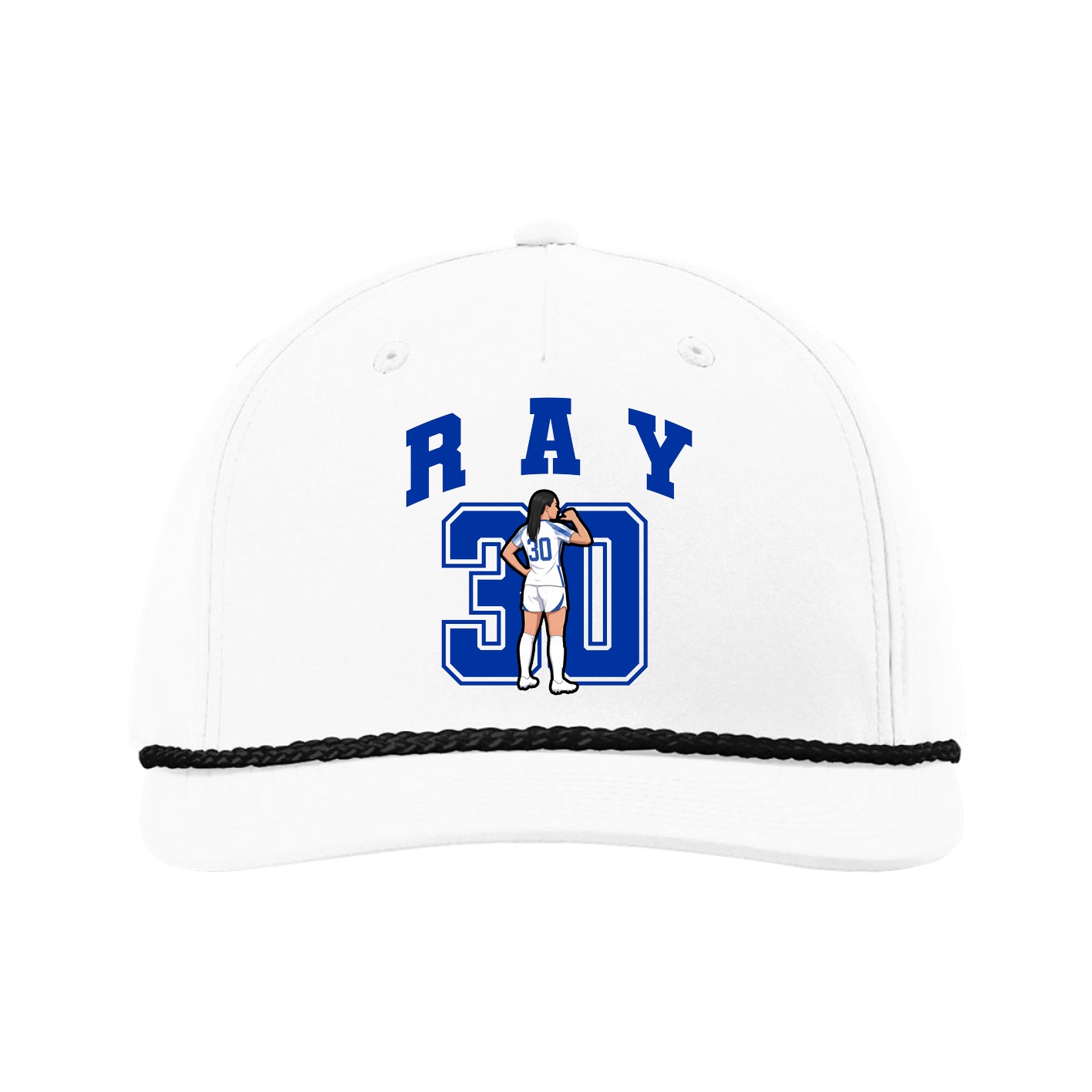 Five-Panel Classic Rope Cap — Number in White